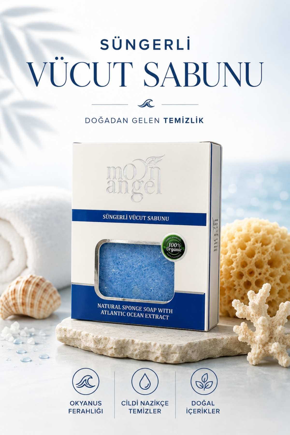 Süngerli Sabun Doğal Güzellik Atlantic Ocean Extract Vücut Sabunu — görsel 2