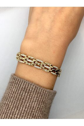PRİVE AKSESUAR Xuping 14K Gold Renkli Taşlı Zincir Bileklik