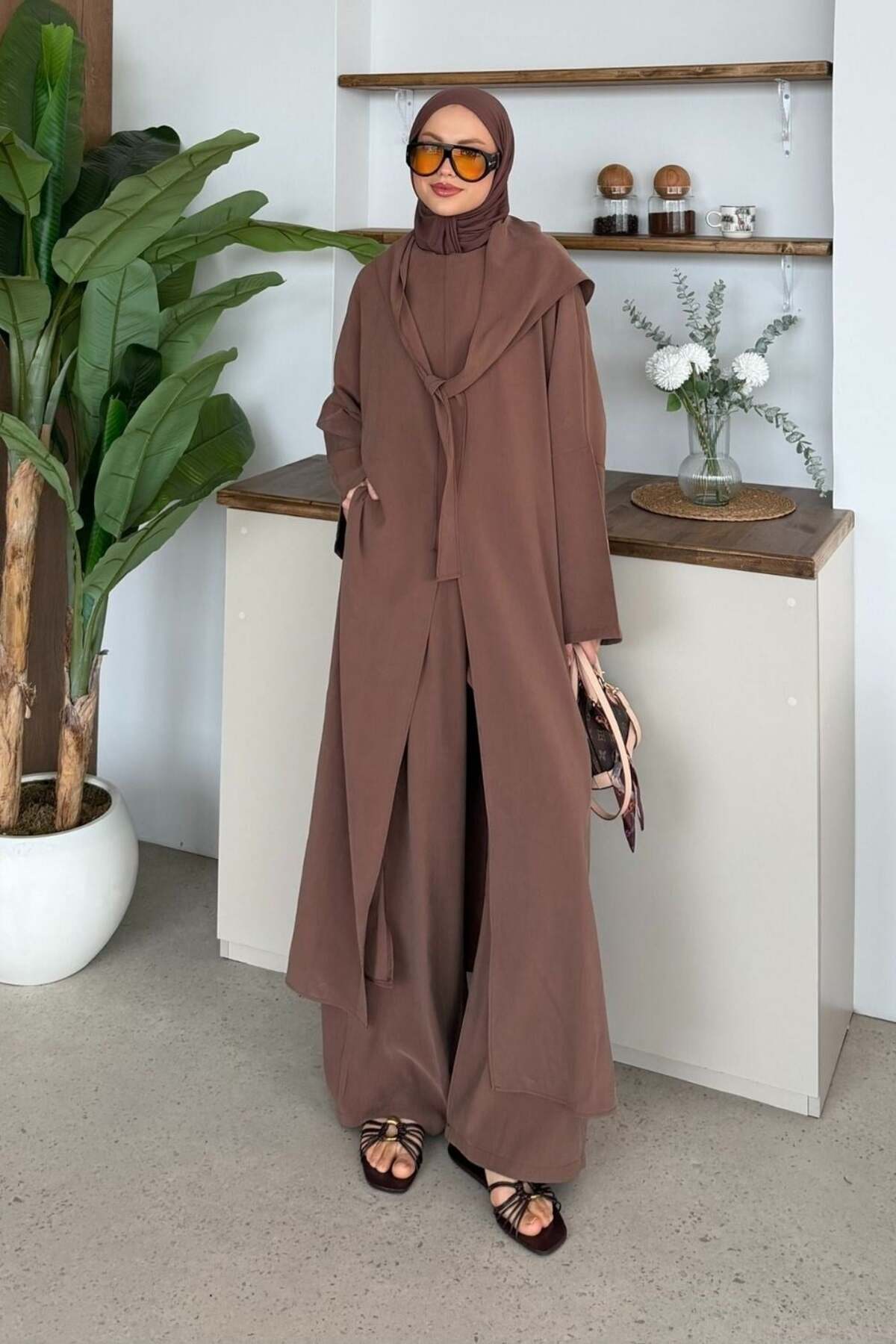Şule Giyim Momo Tensel 3-Piece Set Brown
