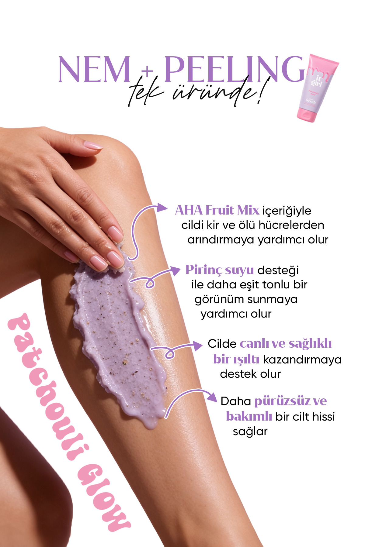 Patchouli Glow AHA&Rice Water Cilt Tonu Eşitleyici, Aydınlatıcı Vücut Peelingi | Body Scrub 200 ml — ITG-VP/BS-PG-200 — تصویر 3 از 4