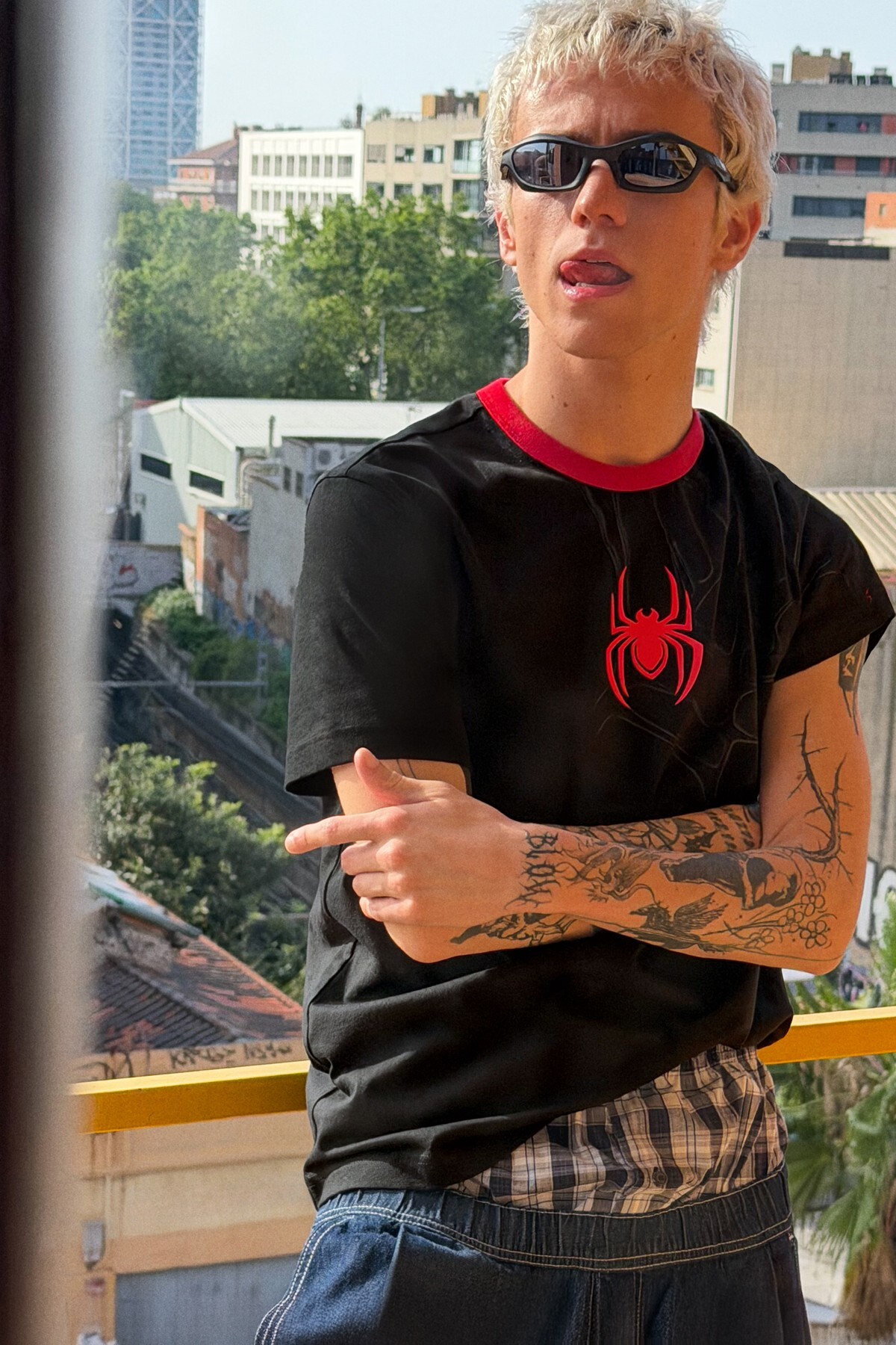 SPIDERMAN baskılı kontrast t-shirt