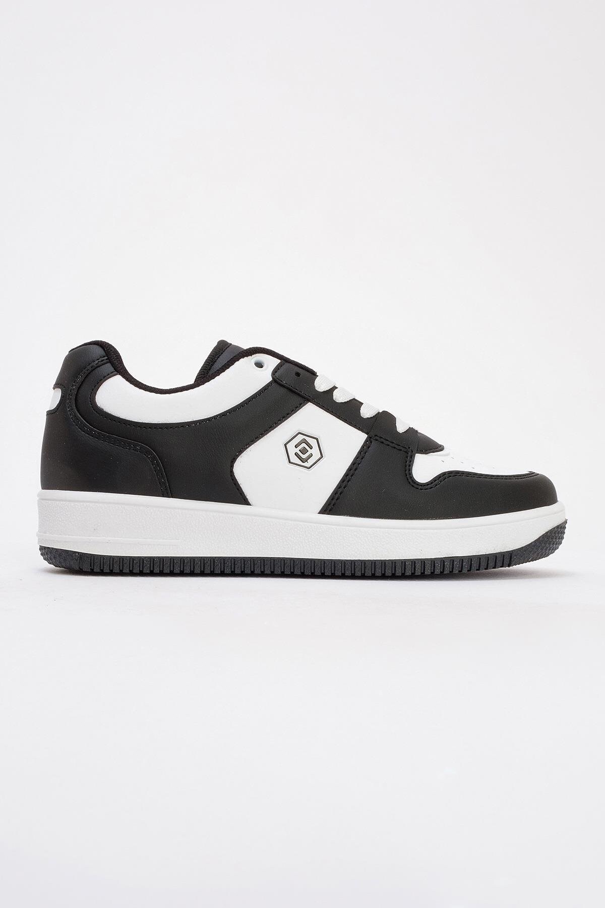 Rahat Kadın Bağcıklı Günlük Spor Ayakkabı Siyah/Beyaz Sneaker 2100