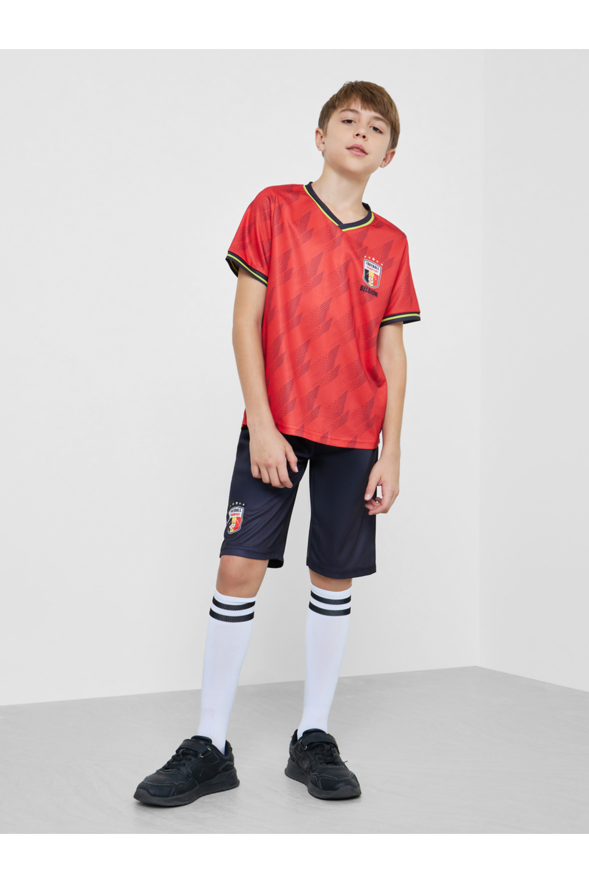 Styli Teens Belgium Print Jersey T-Shirt and Shorts FIFA Football Set