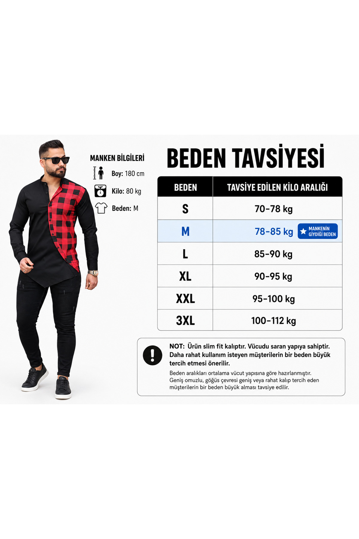 Ekose Detaylı Asimetrik Kesim Erkek Slim Fit Gömlek — مشکی BAYIM EKOSE DETAYLI ASİMETRİK — تصویر 3 از 5