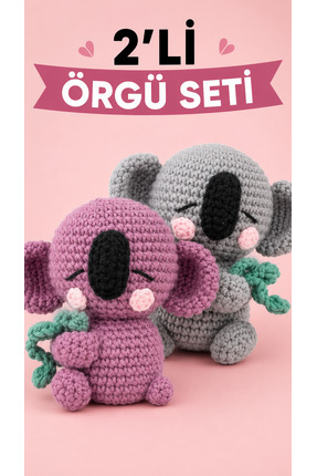 Liva Craft Art&Craft Örgü Seti, 2'li Koala Amigurumi Örgü Kiti, Tüm Malzemele...