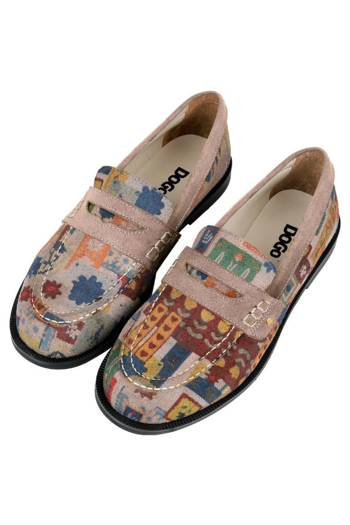 Dogo Women's Vegan Leather Cream Loafer - Anatolian Patterns Design