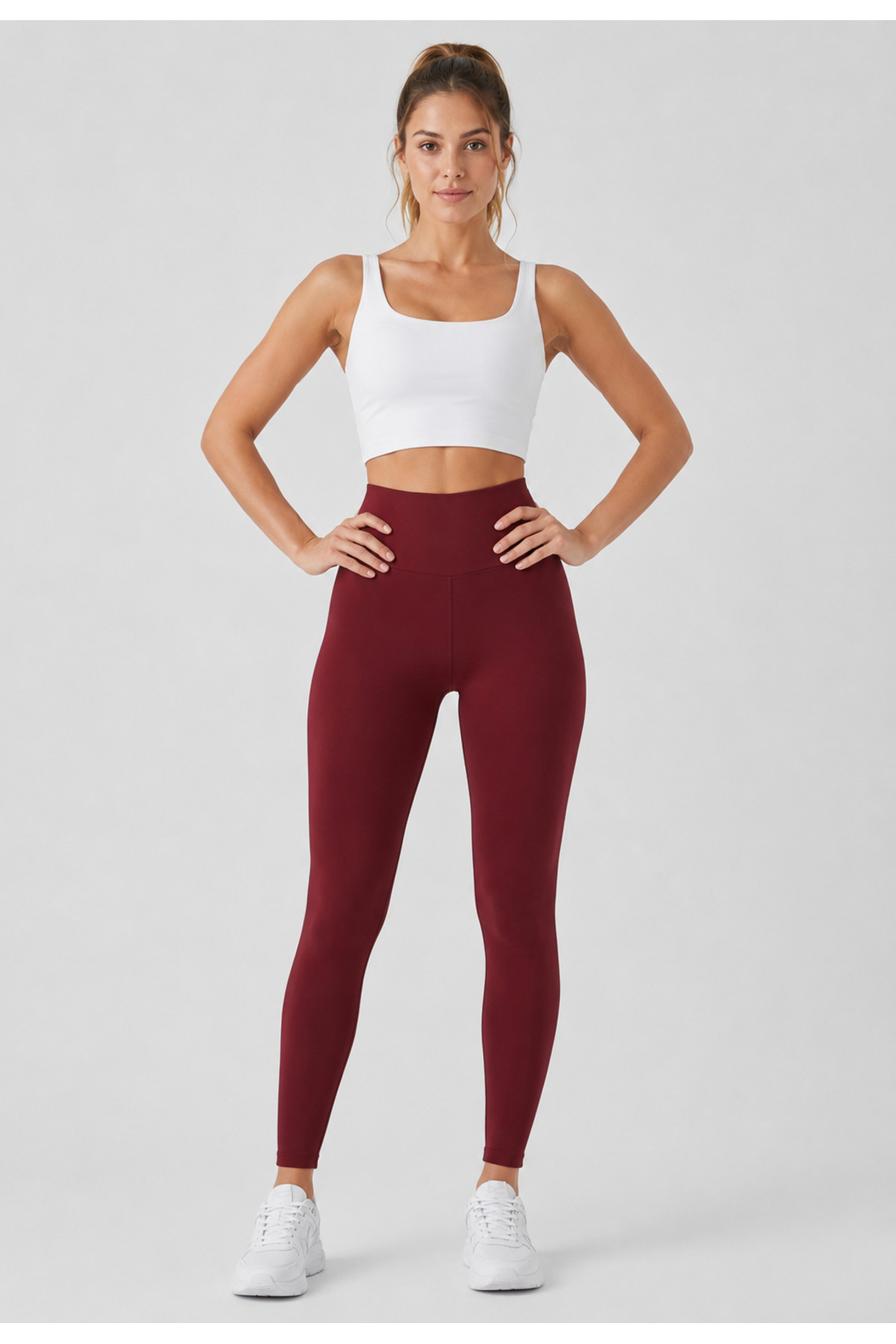 exxit collection Kadın Spor Bordo Tayt - Düz Kadın Tayt Uzun Regular Normal Bel görsel 4