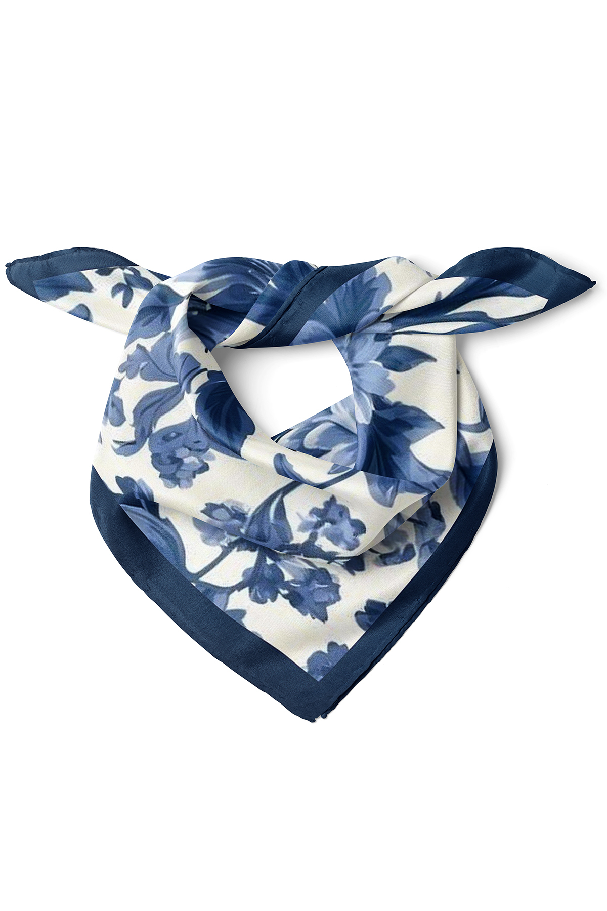 nehir eşarp Mavi Çiçek Desen Fular Bandana 50x50 Cm