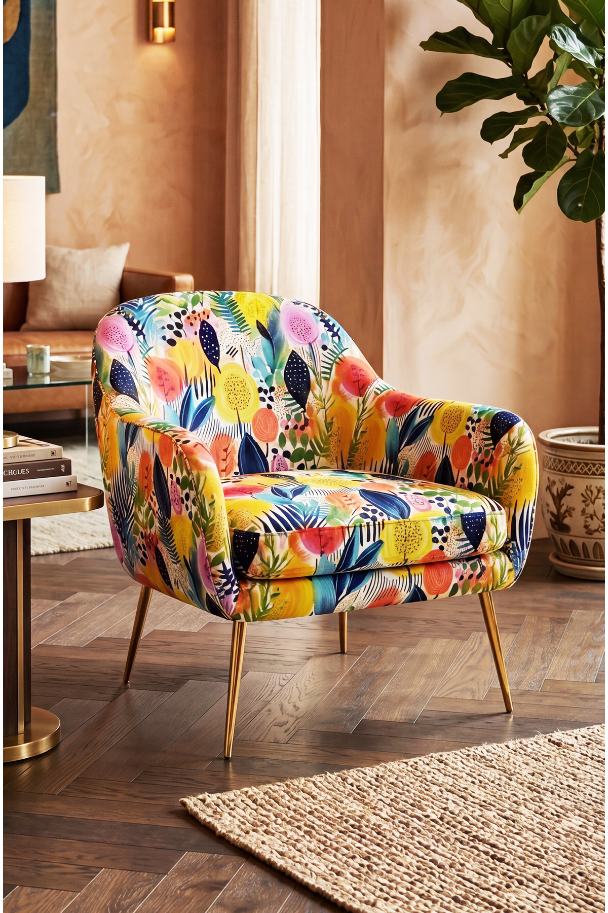 Modern Colorful Pop Abstract Motif Cotton Lined Thick Rashel Upholstery Fabric 140Cm Width
