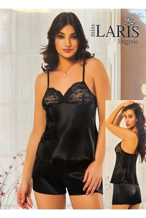 Miss Laris Lingerie DANTEL İŞLEMELİ SATEN GECELİK 3067