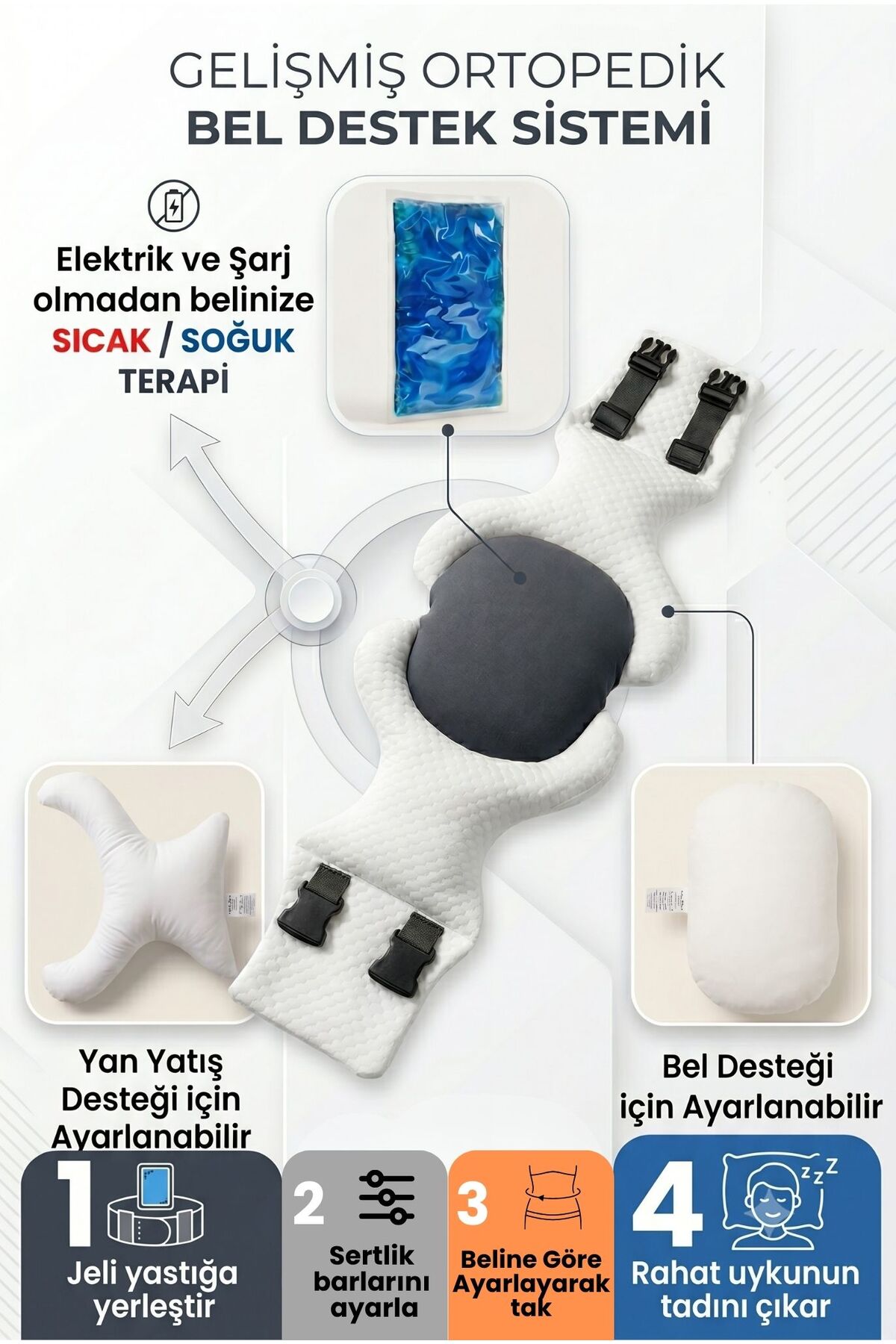 Timoties Modüler Ortopedik ve Siyatik Uyku Korse Yastığı görsel 4