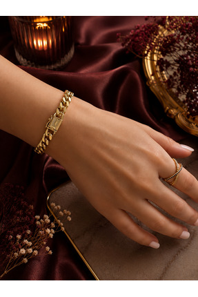 JEWELRY Gurmet Model Gold Zincir Bileklik – Pirinç Üzeri Altın Kaplama Günlük...