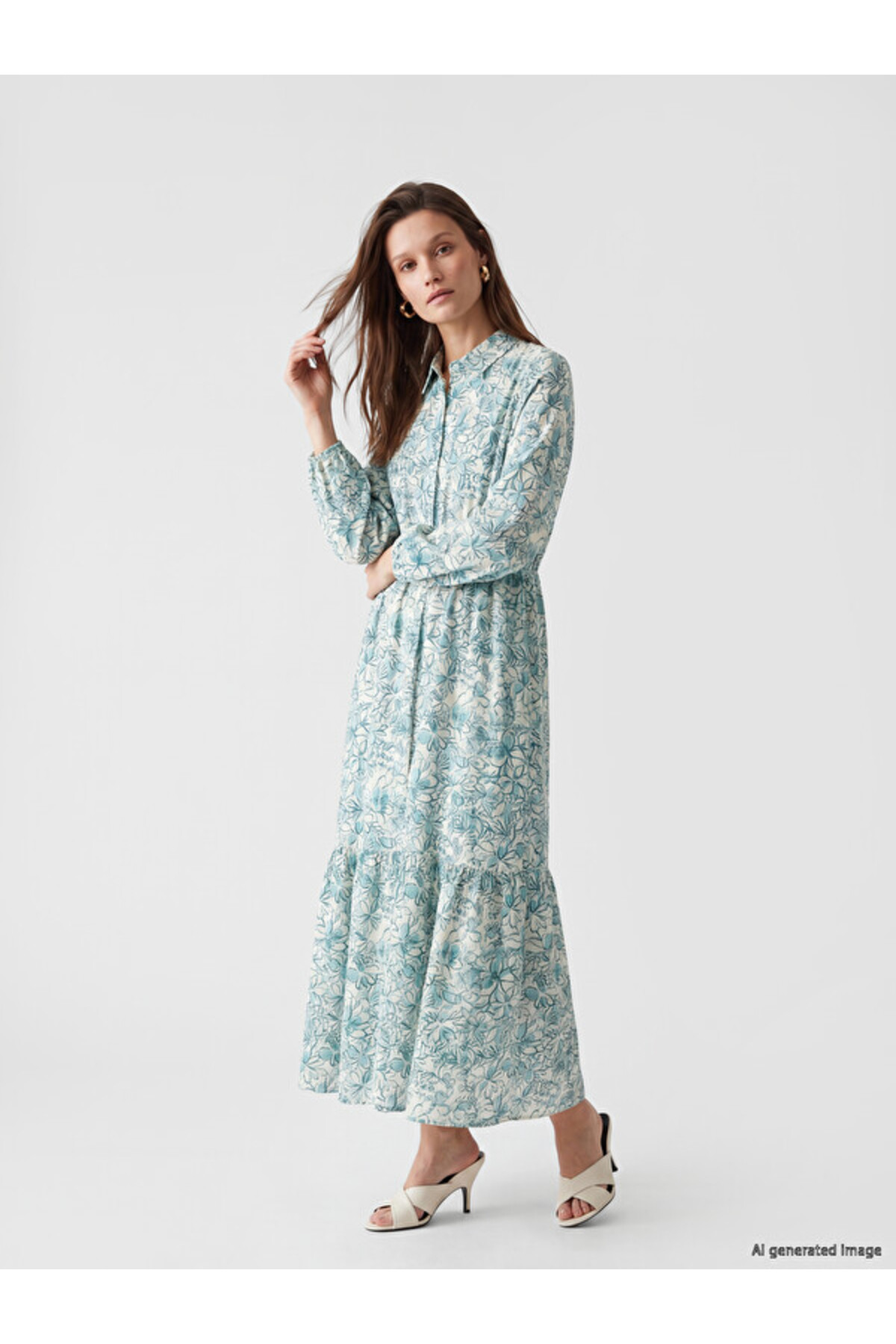 LC Waikiki I Shirt Roba Collar Floral Waist Fit Dress from Freezen Store