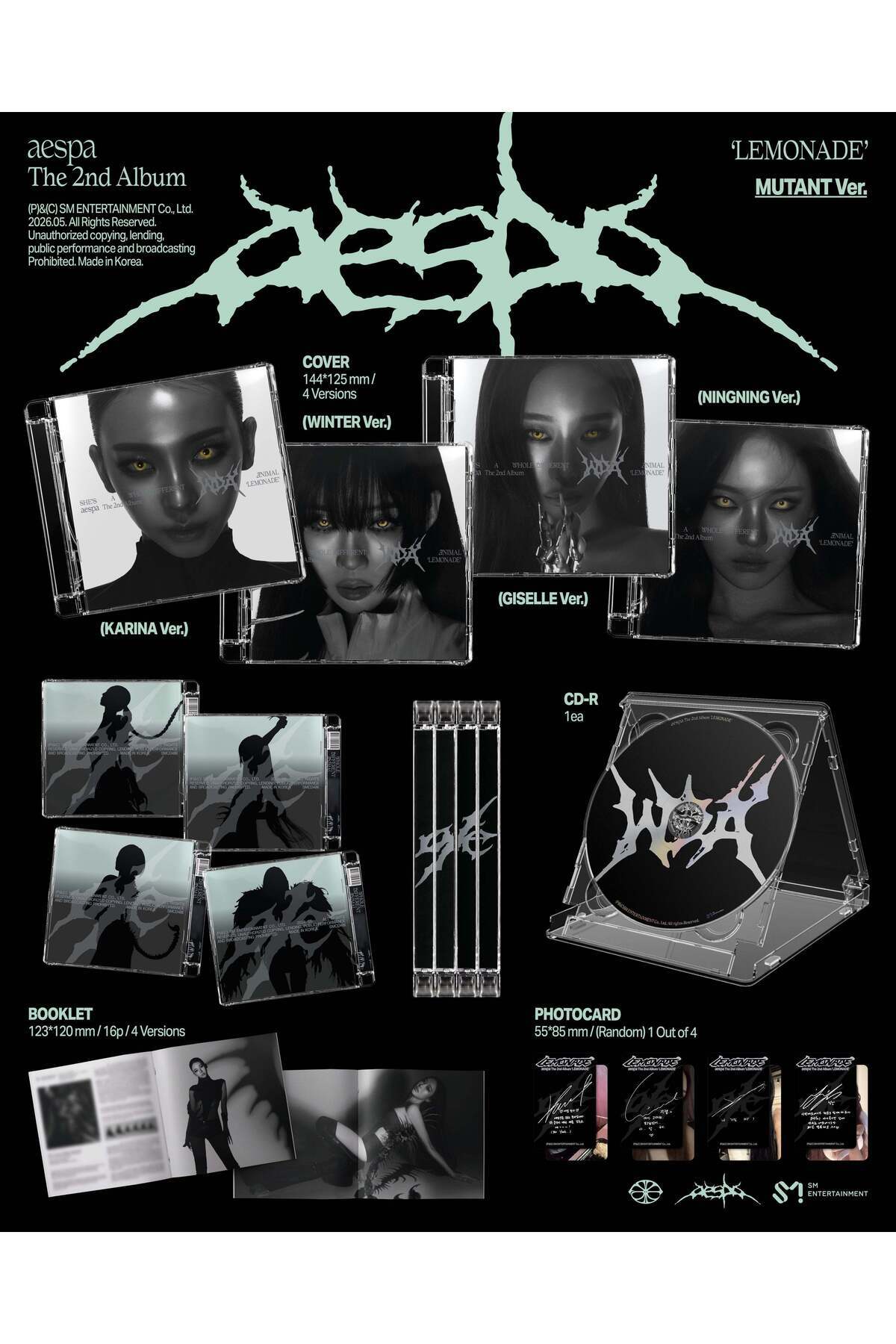 tays store Aespa - 2nd Album [LEMONADE] MUTANT Ver. (RANDOM