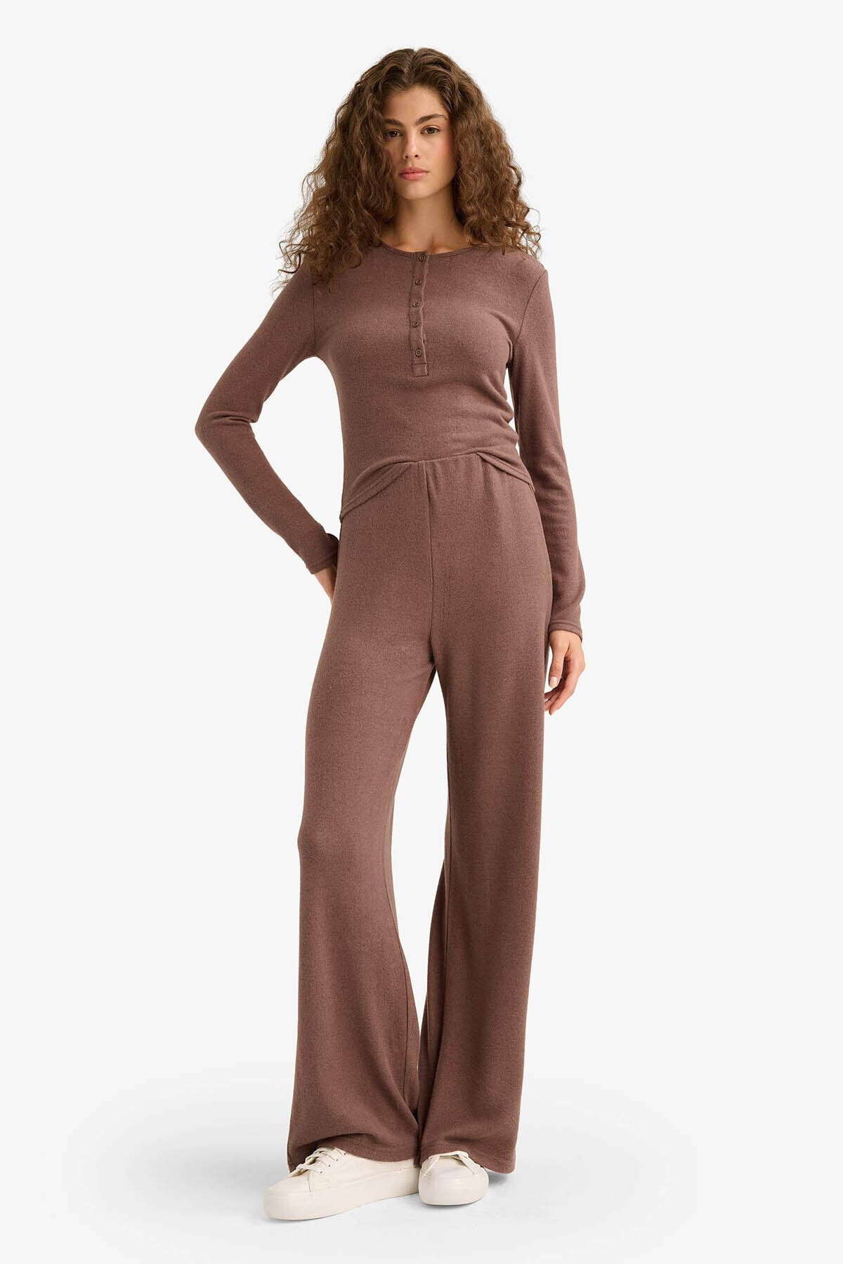 DeFacto Beli Lastikli Wide Leg Geniş Paça Eşofman Altı F0981AX25WN görsel 2