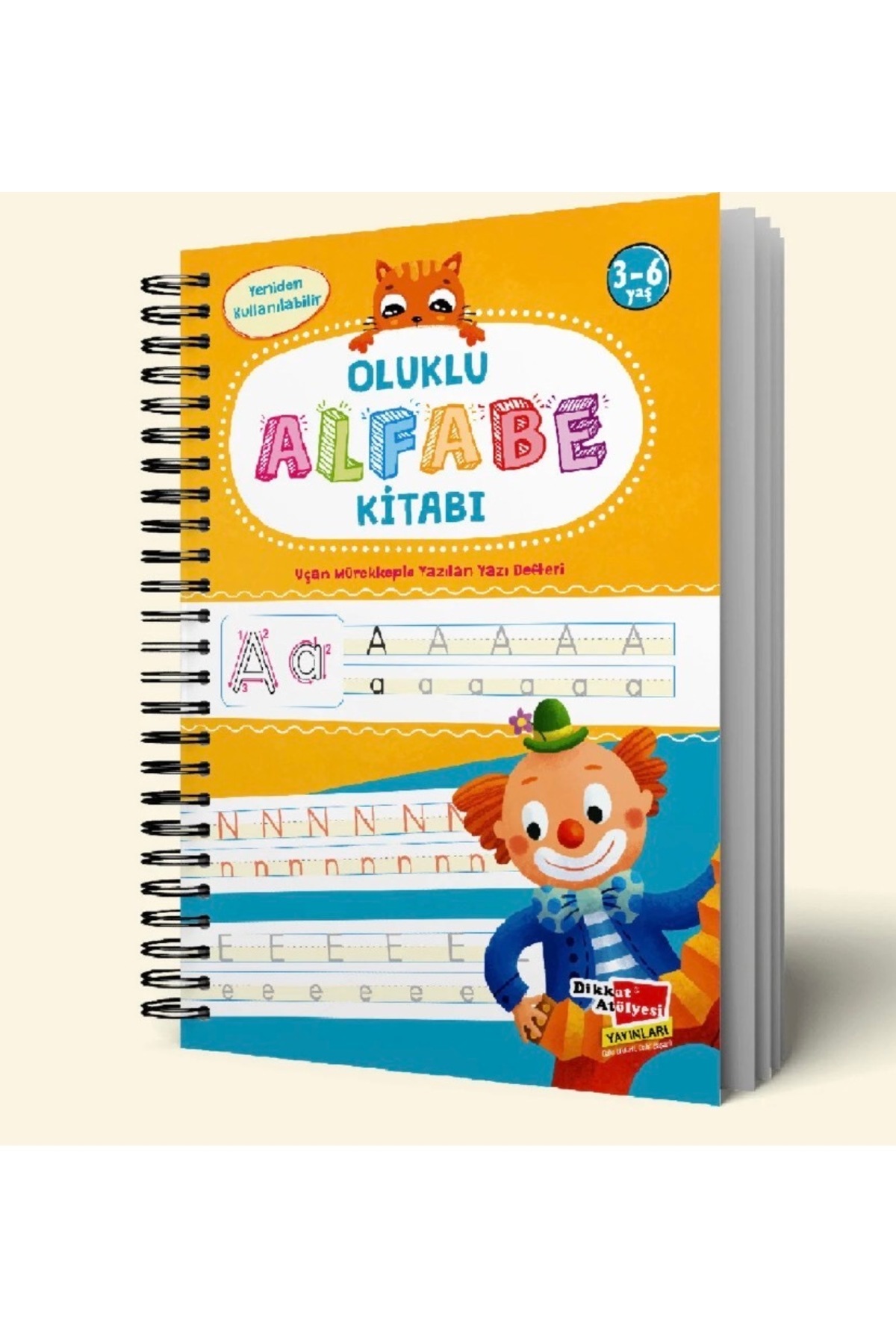 DİKKAT ÇOCUK Oluklu Alfabe Kitabı - 3-6 Yaş Sihirli Uçan Mürekkepli Yeniden Kullanılabilir Yazı Defteri Seti