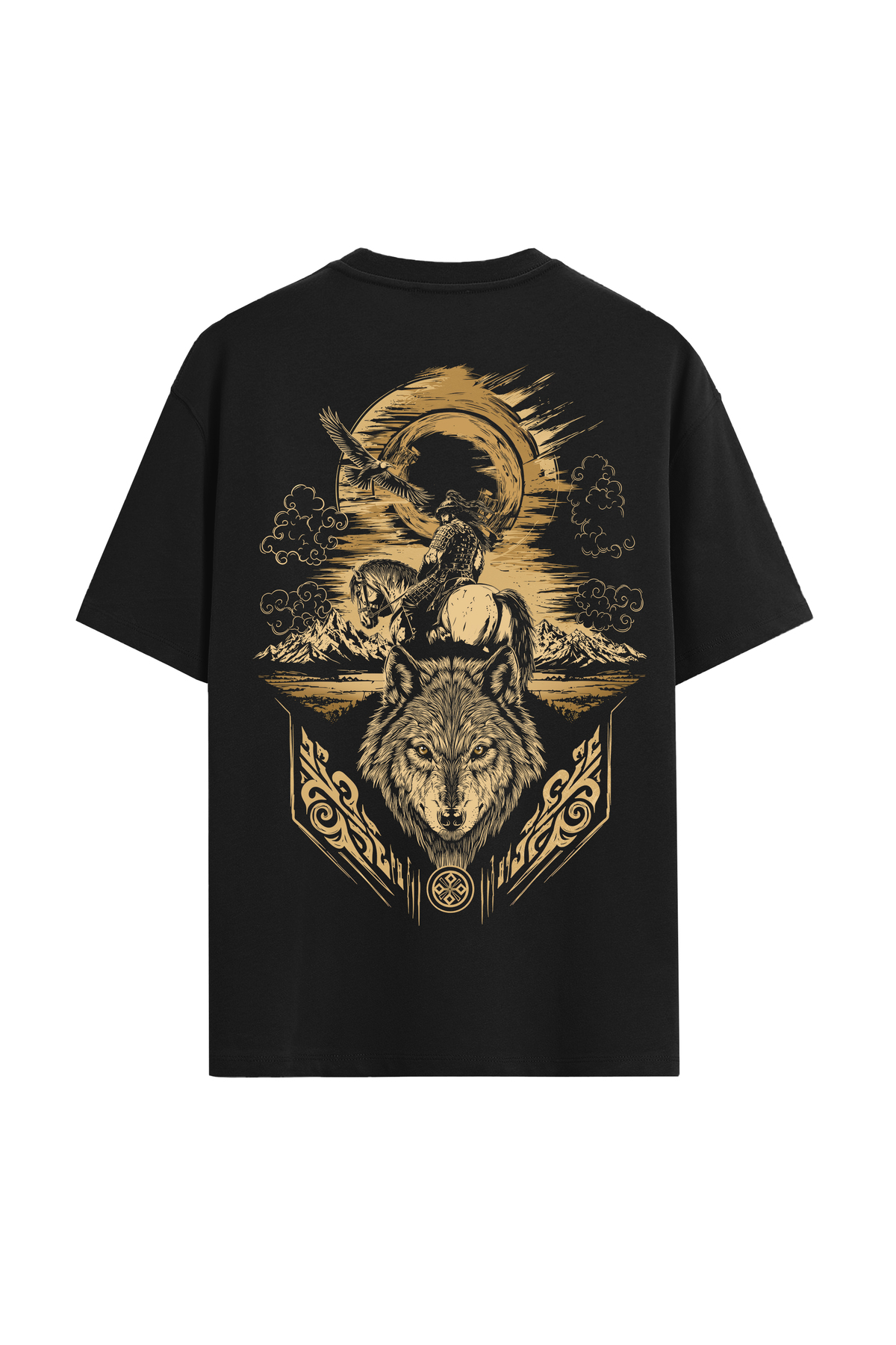 VEK Göktürk Savaşçı Özel Tasarım Mitolojik Oversize T-Shirt %100 Pamuk görsel 2