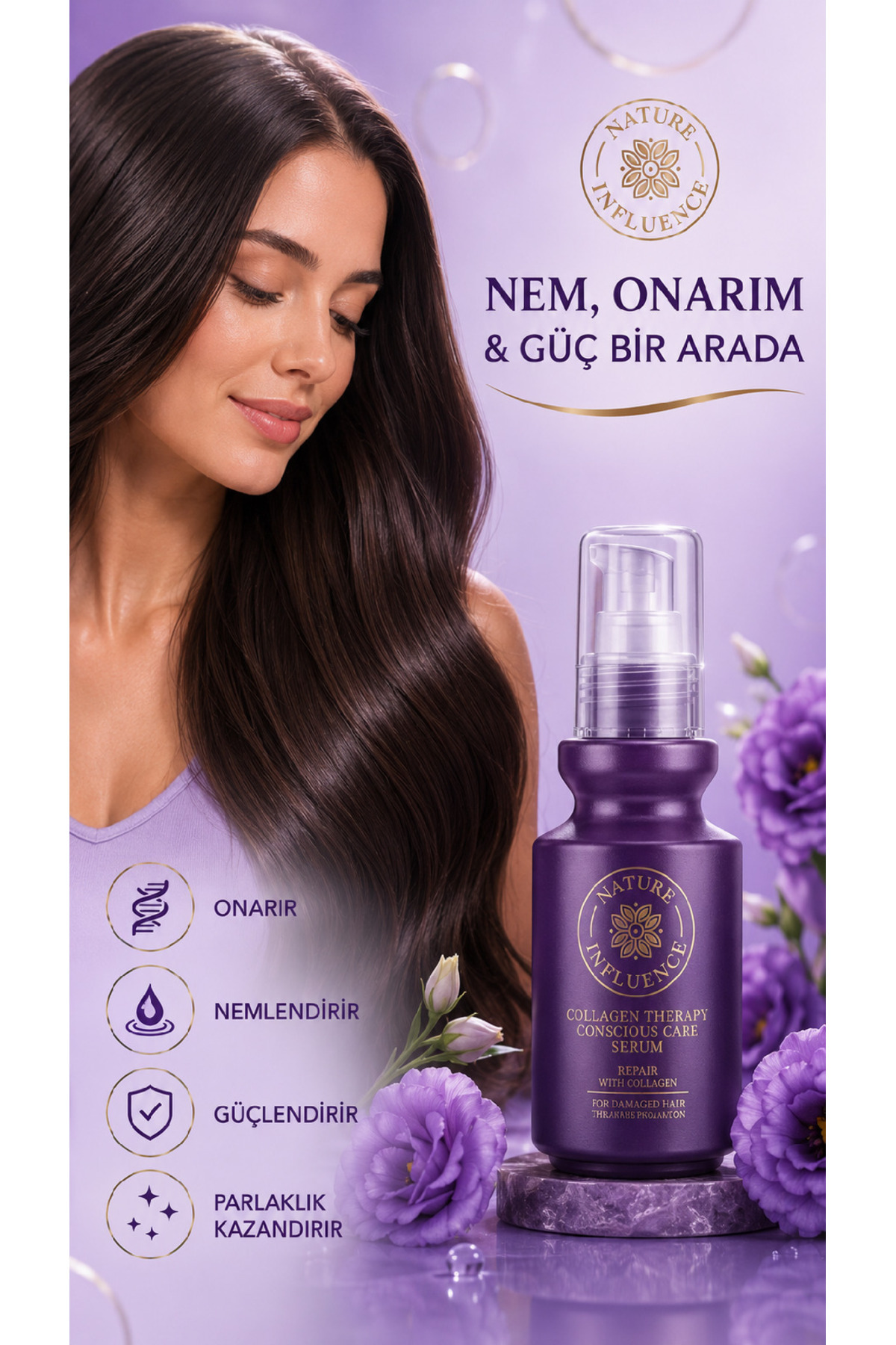 KOLAJEN TERAPİLİ ONARICI SAÇ BAKIM SERUMU 100 ML — NATURE30 — تصویر 2 از 5