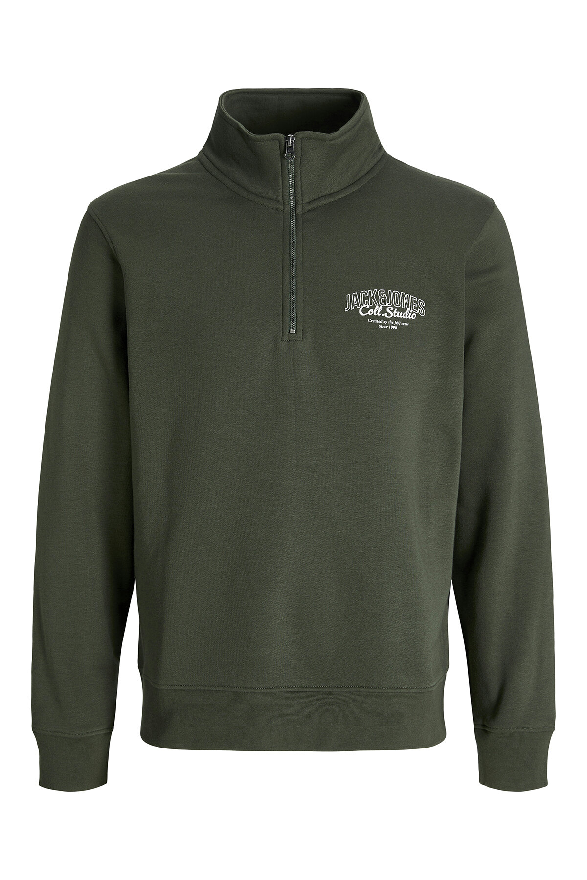 سویشرت خاکی مردانه JJMAKOTO HALFZIP SWEAT جک اند جونز سویشرت Jack & Jones