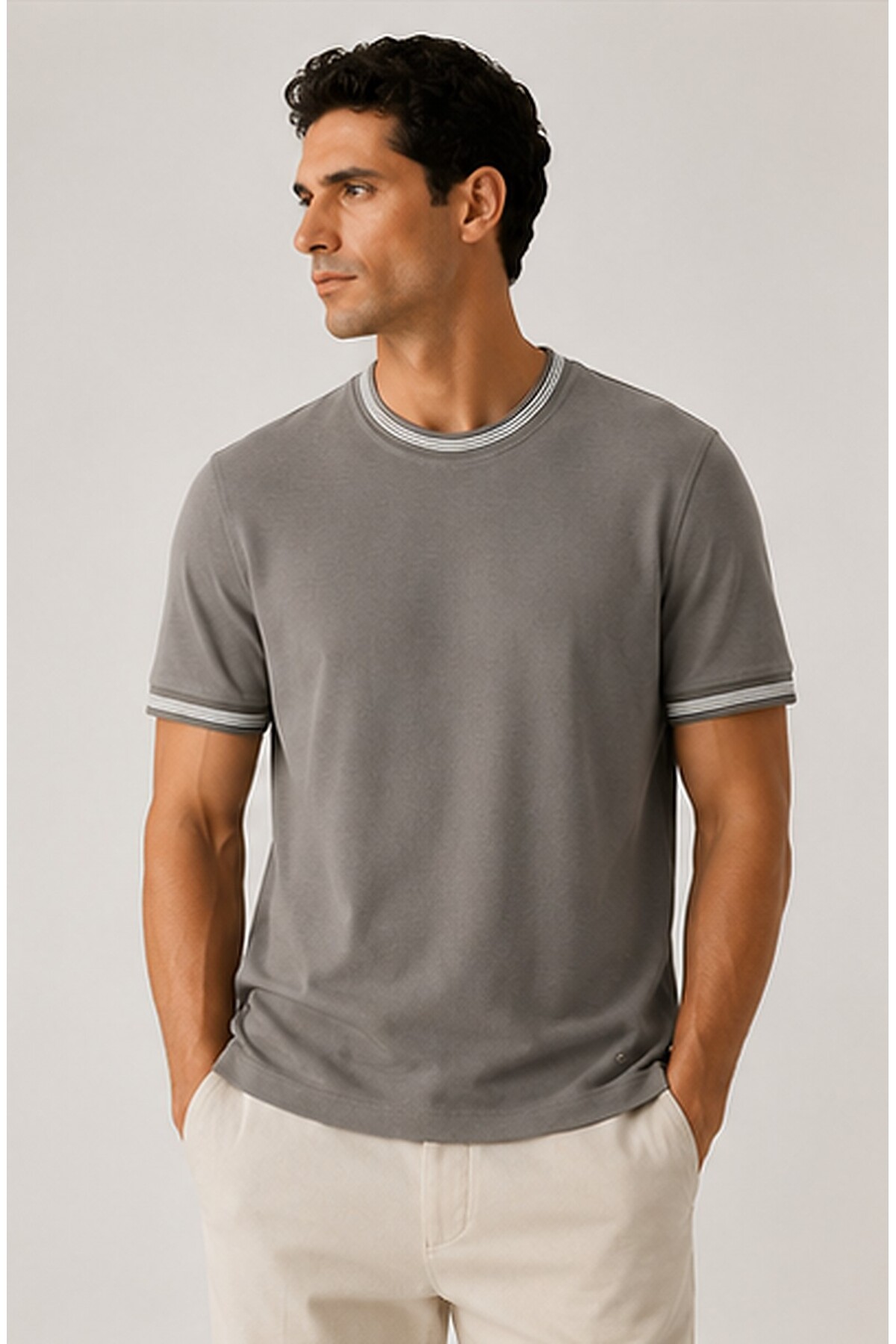 Erkek Ribana Detay Cupra Basic Tshirt | MES2110382-1