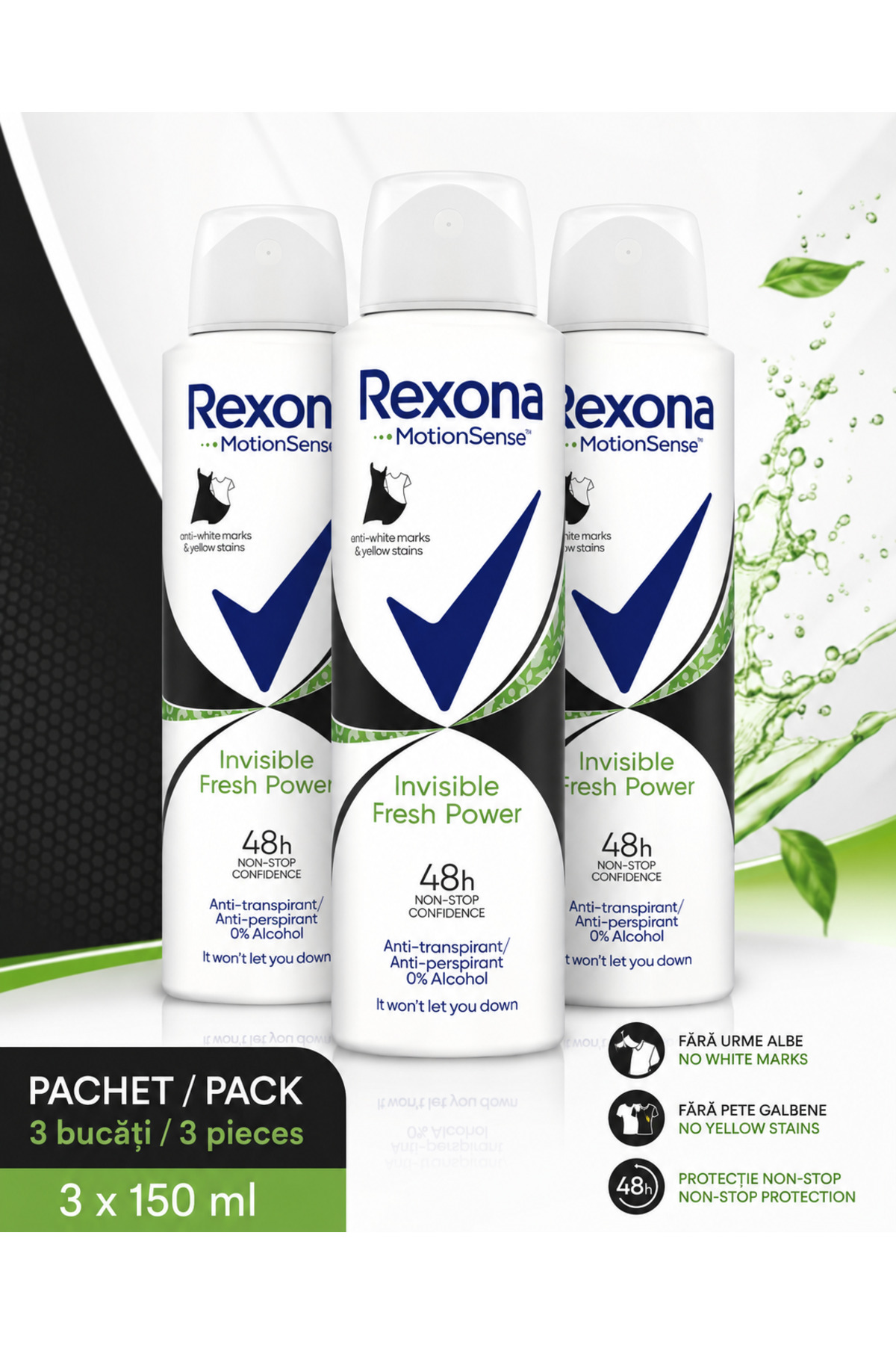 Rexona Set 3 x Deodorant spray Invisible Fresh Power 150 ml