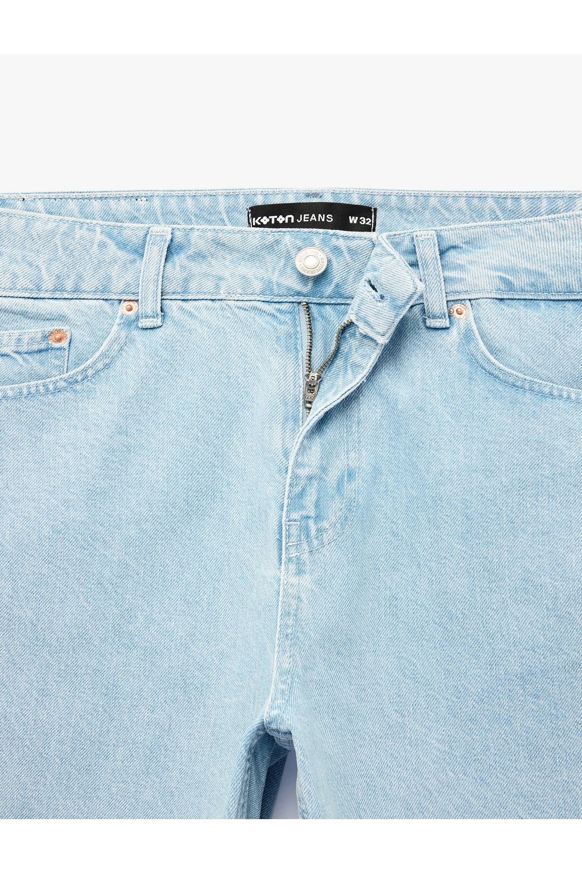 Koton Normal Bel Pamuklu Bermuda Straight Fit Jean Şort görsel 7
