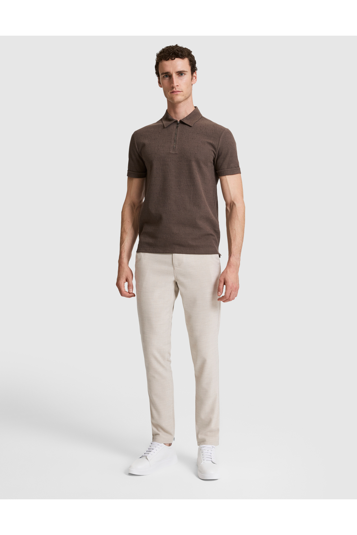 شلوار برزنتی کمر توری بژ اسلیم فیت ۵۰۳۲۰۸۲۲-VR011 پیر کاردین شلوار Pierre Cardin