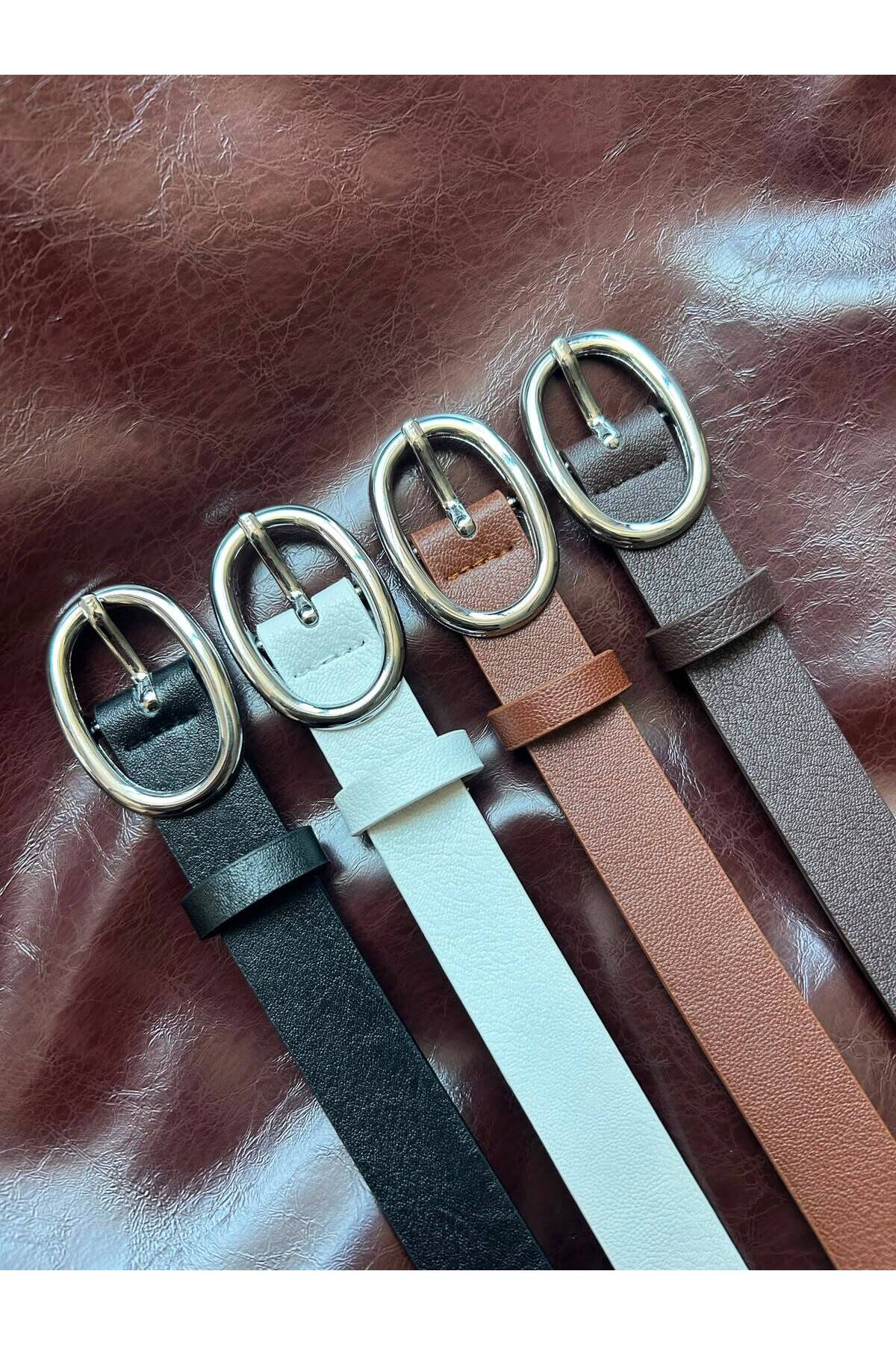 4-Piece Matrix Oval Silver Buckle Belt Waist Belt Jacket Belt Dress Belt Pants Belt