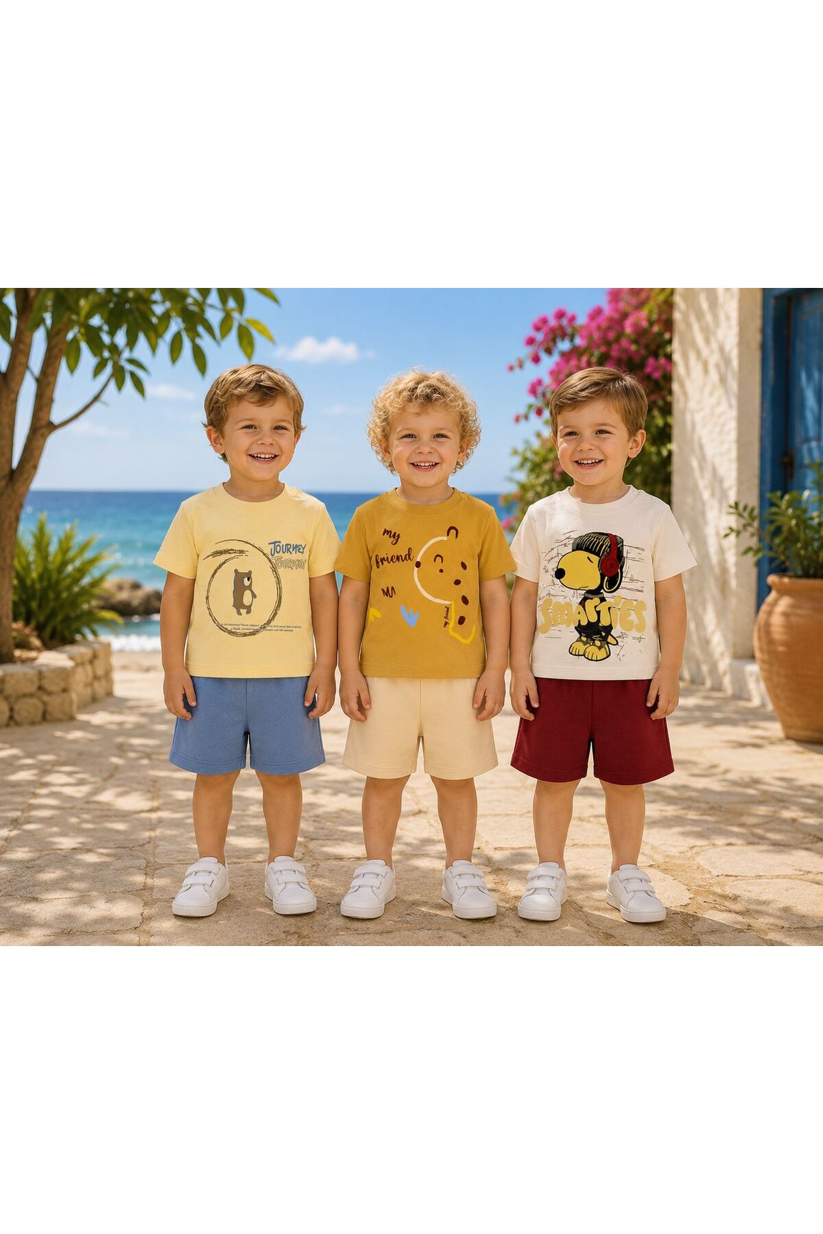 DimpleBaby Baby Boy 3-Piece Summer Shorts Set Cotton 6-24 Months