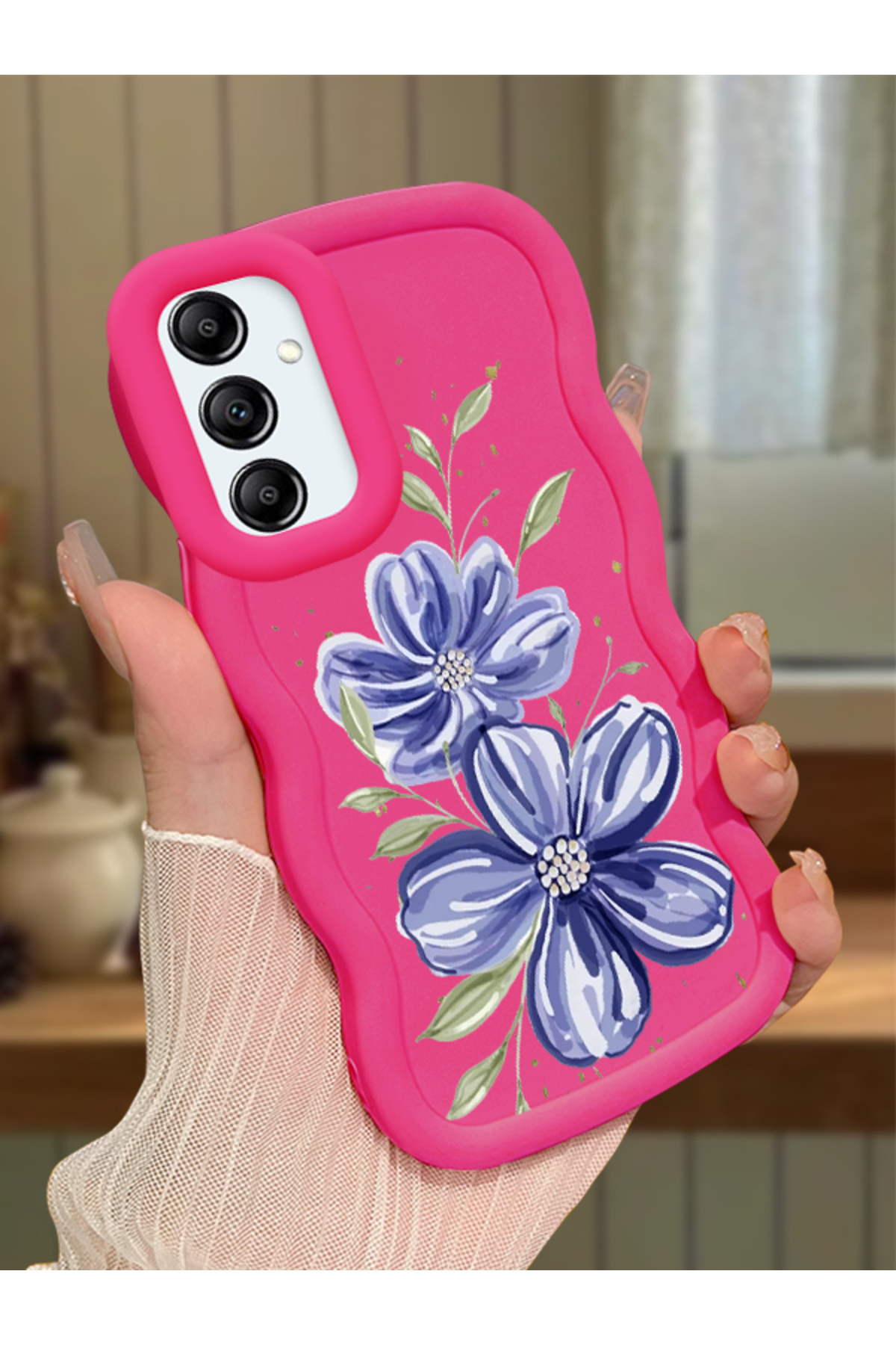 Samsung Galaxy A14 Compatible Case camera protector Red Silicone Couple Phone Case floral Pattern