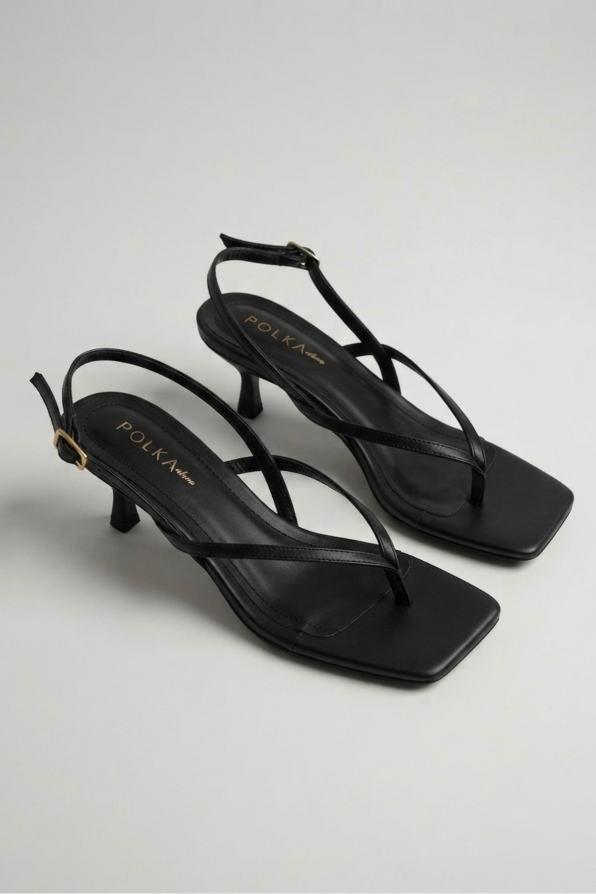 POLKA STORE Major Thin Strap Short Heeled Summer Sandals Women's Shoes