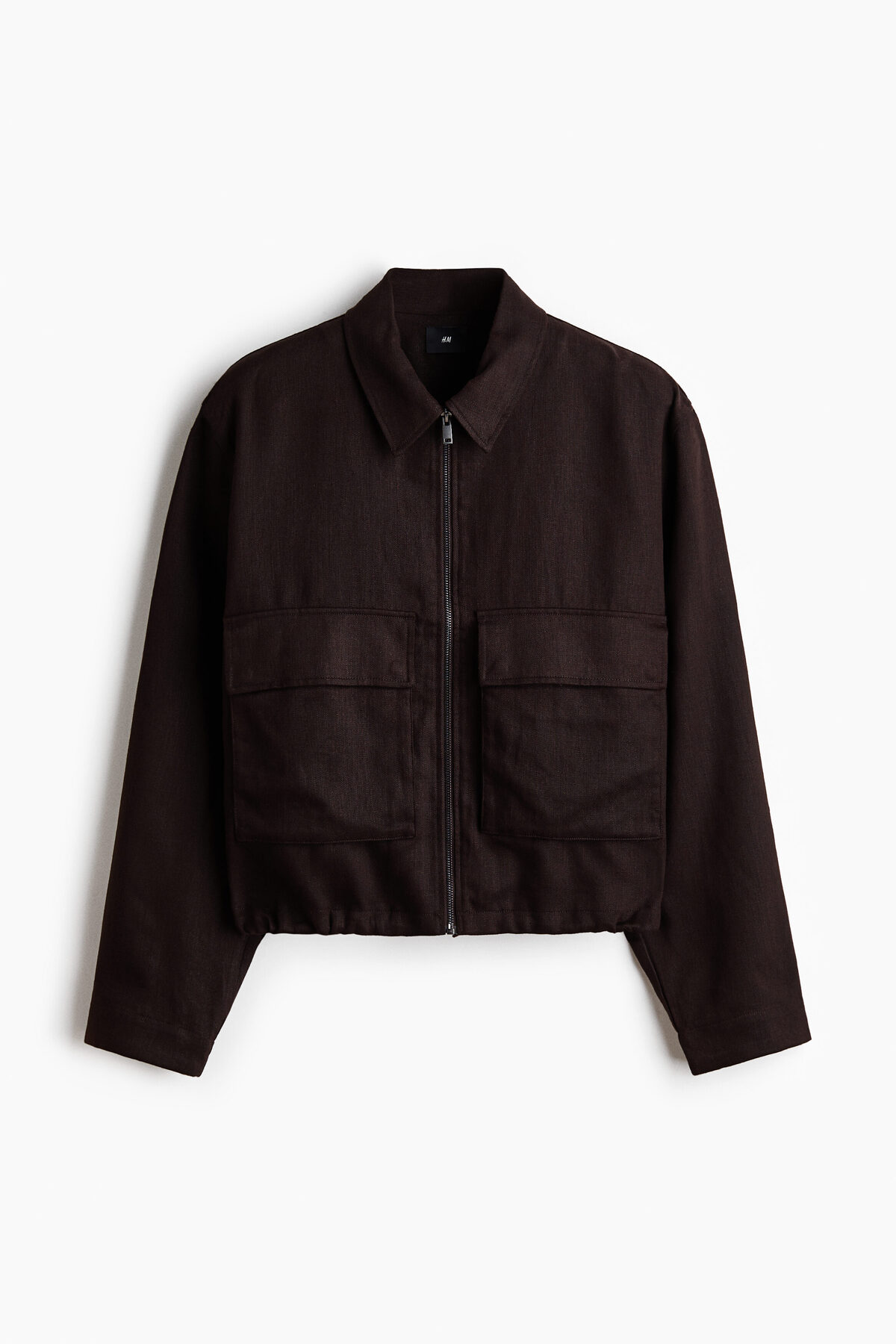 H&M Keten Karışımlı ve Fermuarlı Overshirt Gömlek görsel 4