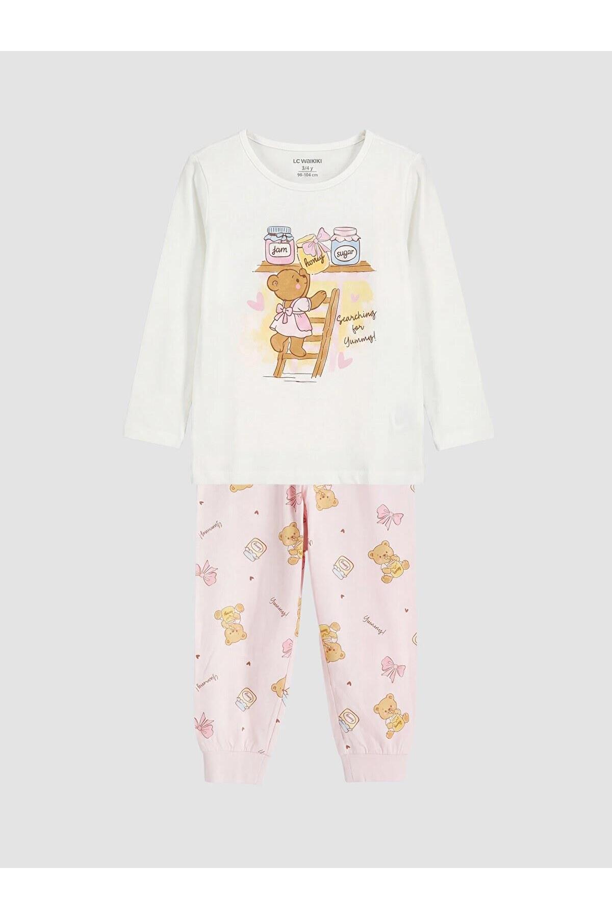 LC Waikiki Crew Neck Printed Girls' Pajama Set (W6)