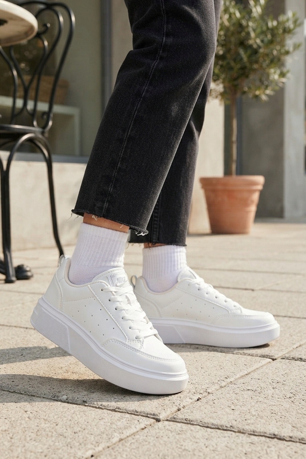 Günlük Kullanıma Uygun Beyaz Kadın Sneaker Spor Ayakkabı