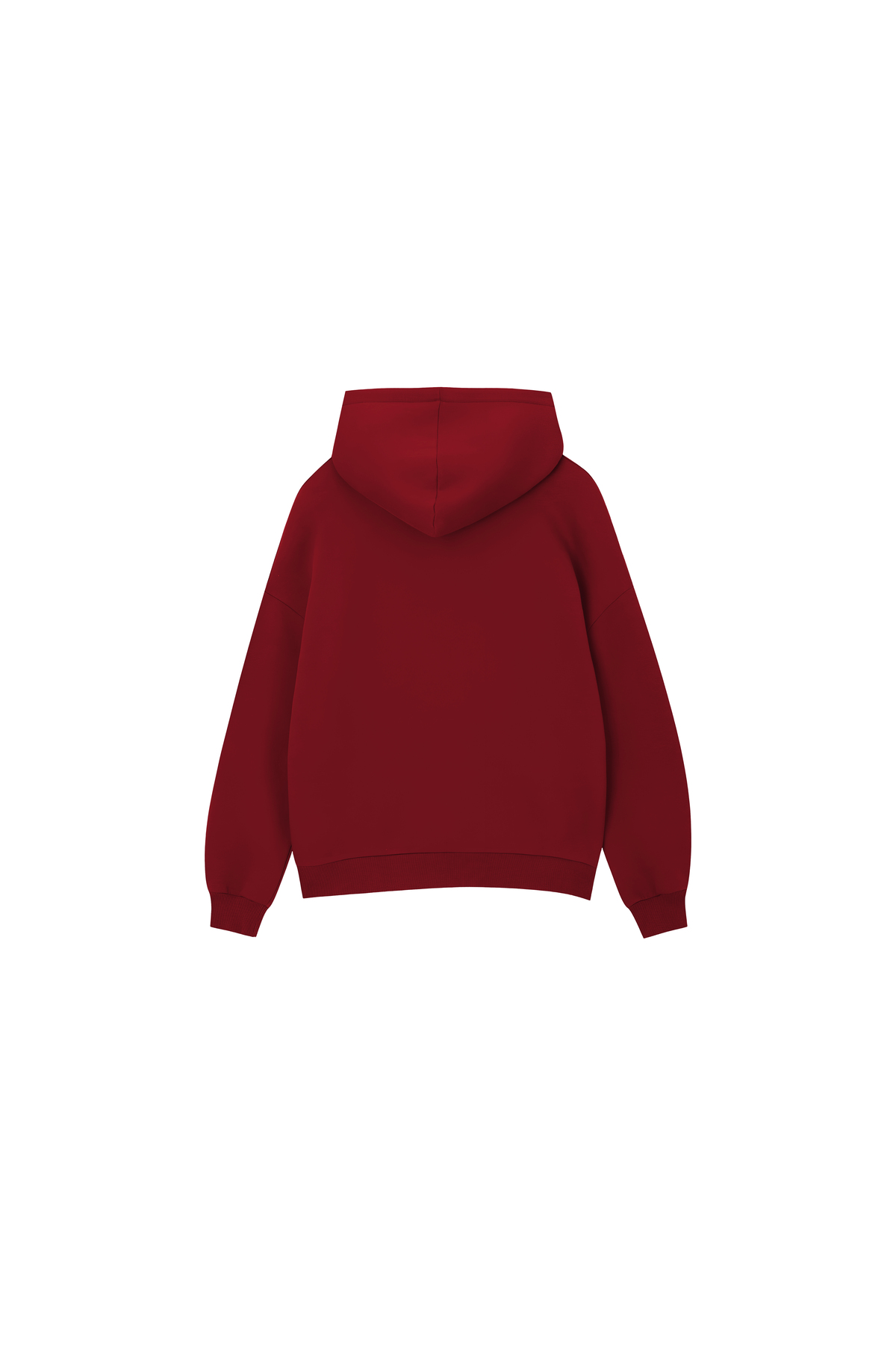 Genel Markalar Unisex Oversize Basic Bordo Kapüşonlu Sweatshirt Hoodie 3 İplik Şardonlu Kumaş görsel 2