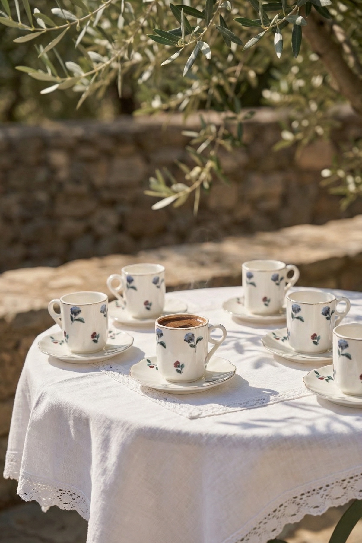 ACAR Rose 6-Person Porcelain Coffee Cup Set - 100 ml