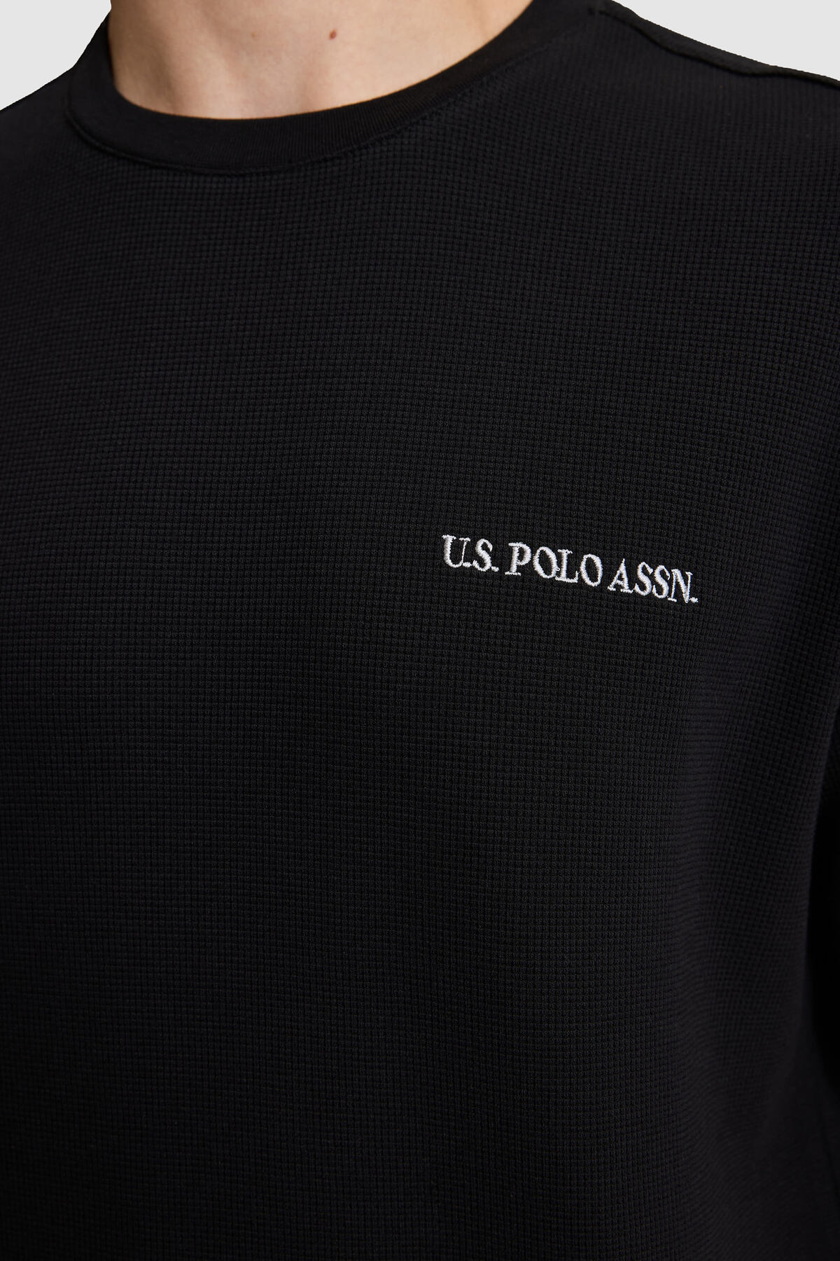 U.S. Polo Assn. Erkek Siyah Comfort Fit Bisiklet Yaka Tişört 50326950-VR046 görsel 6