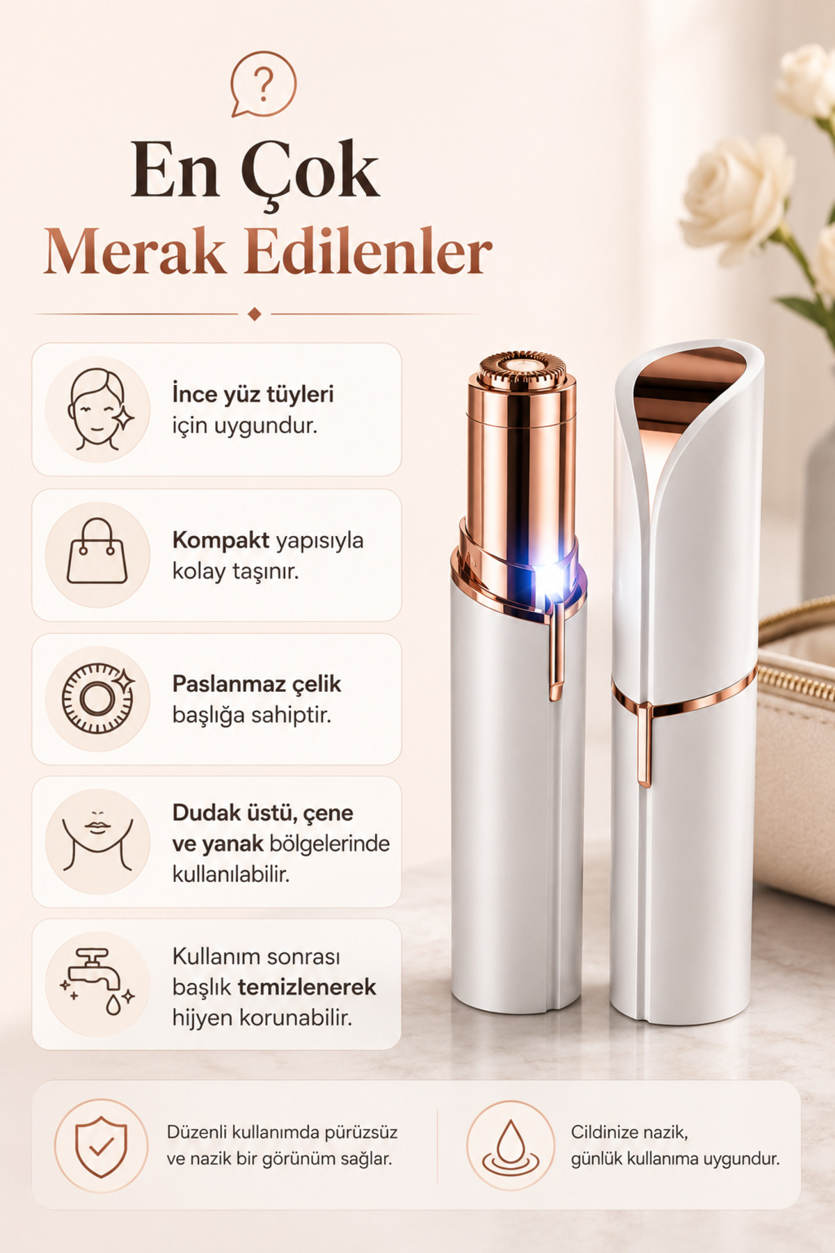 Yüz Tüy Alıcı Epilasyon Aleti Mini Kaş Bıyık Temizleme Cihazı — YZEPLSYN01 — تصویر 5 از 5