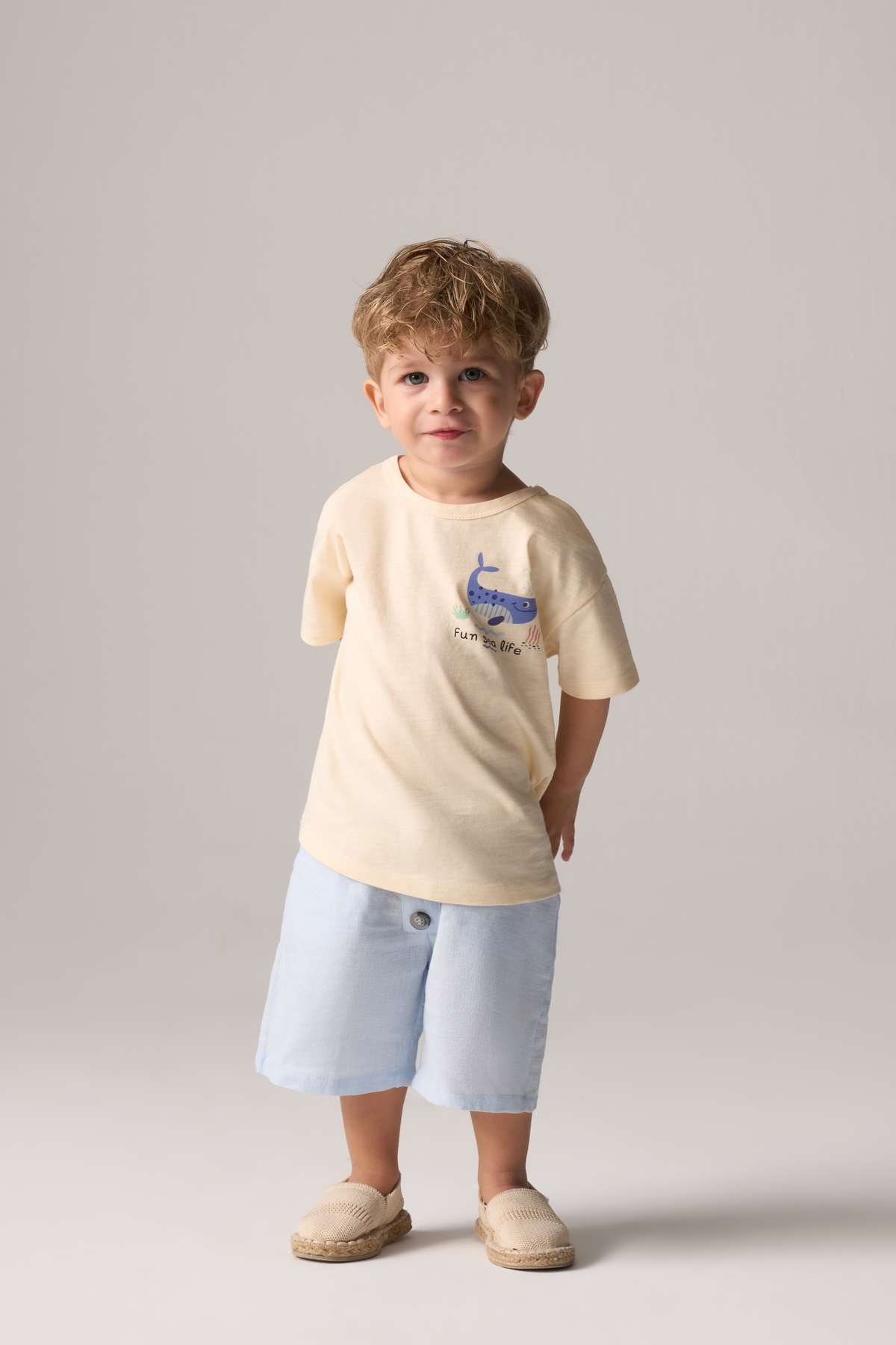 Bondberro 100% Cotton Snap-On Shoulder T-Shirt for Babies and Children (Whale)