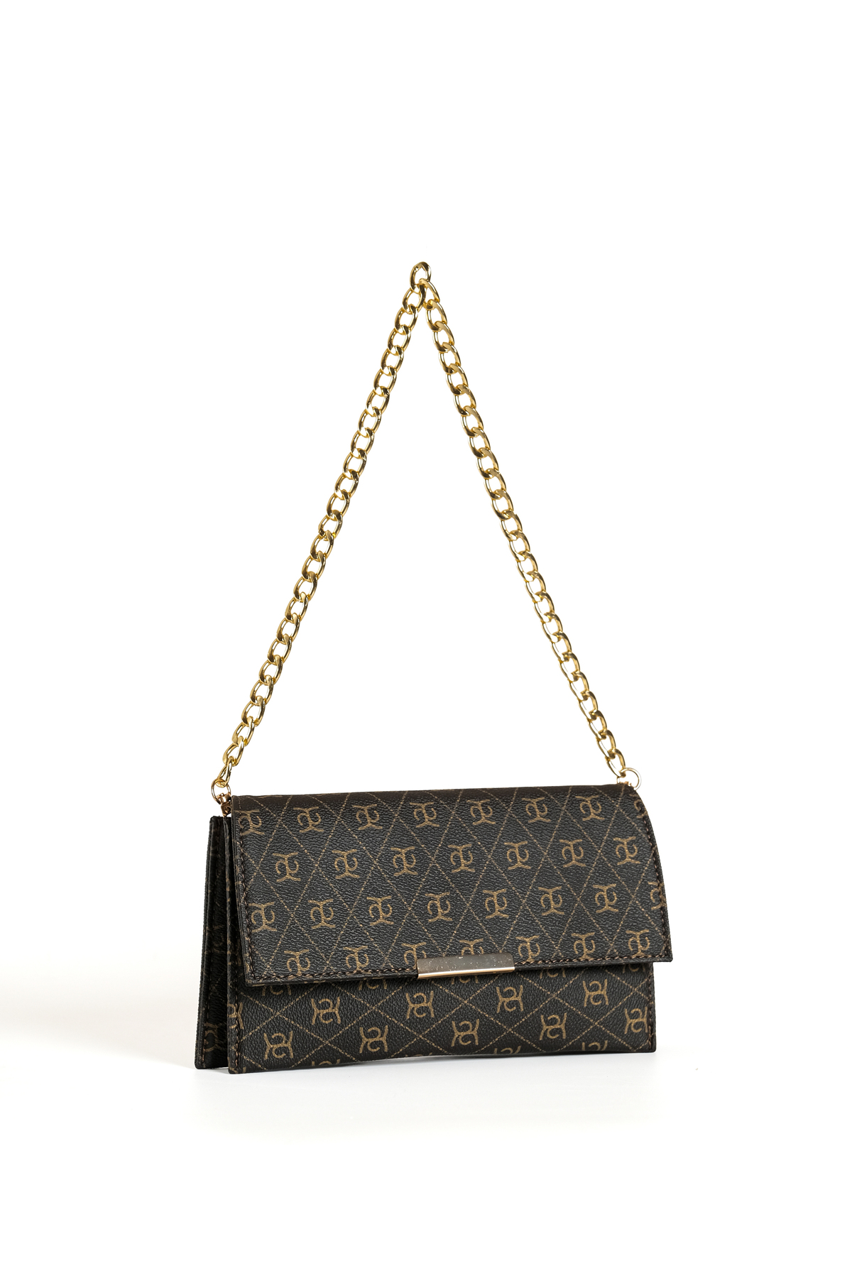 Zeyne Kadın Kahverengi Zincir Askılı Omuz Çantası Ve Bilek Askılı Portföy El Çantası Clutch görsel 3