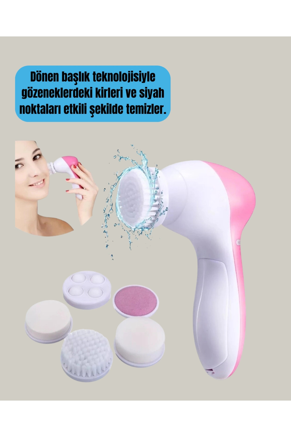 Derin Temizleme ve Masaj İçin 5 Başlıklı Yüz Cilt Bakım Aleti — ML13-SFKXUCZ5N1TEMZLEYC-2 — تصویر 3 از 5