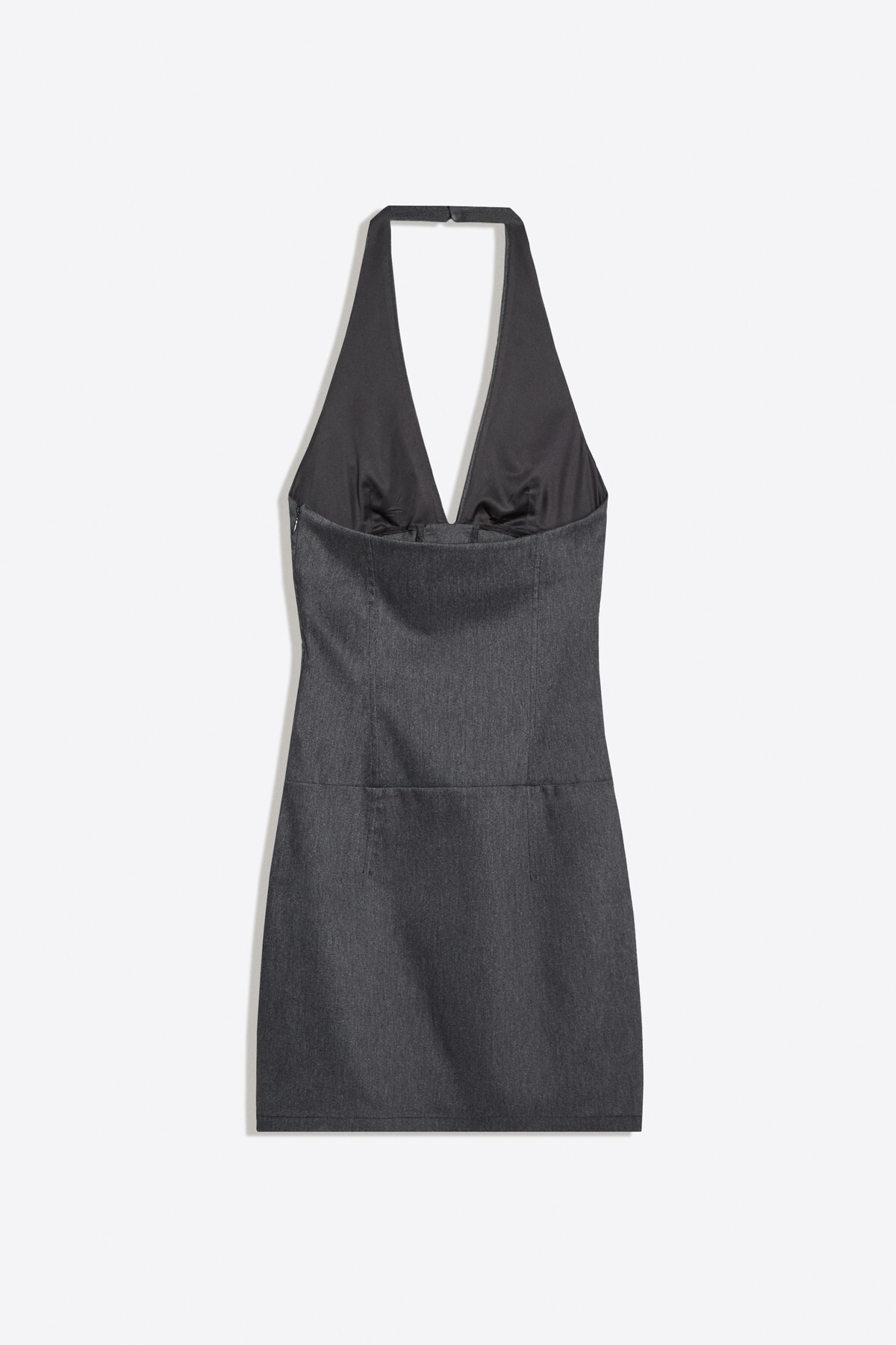 Bershka Halter yaka, fitilli kumaş, korse görünümlü, bağlamalı mini elbise görsel 7