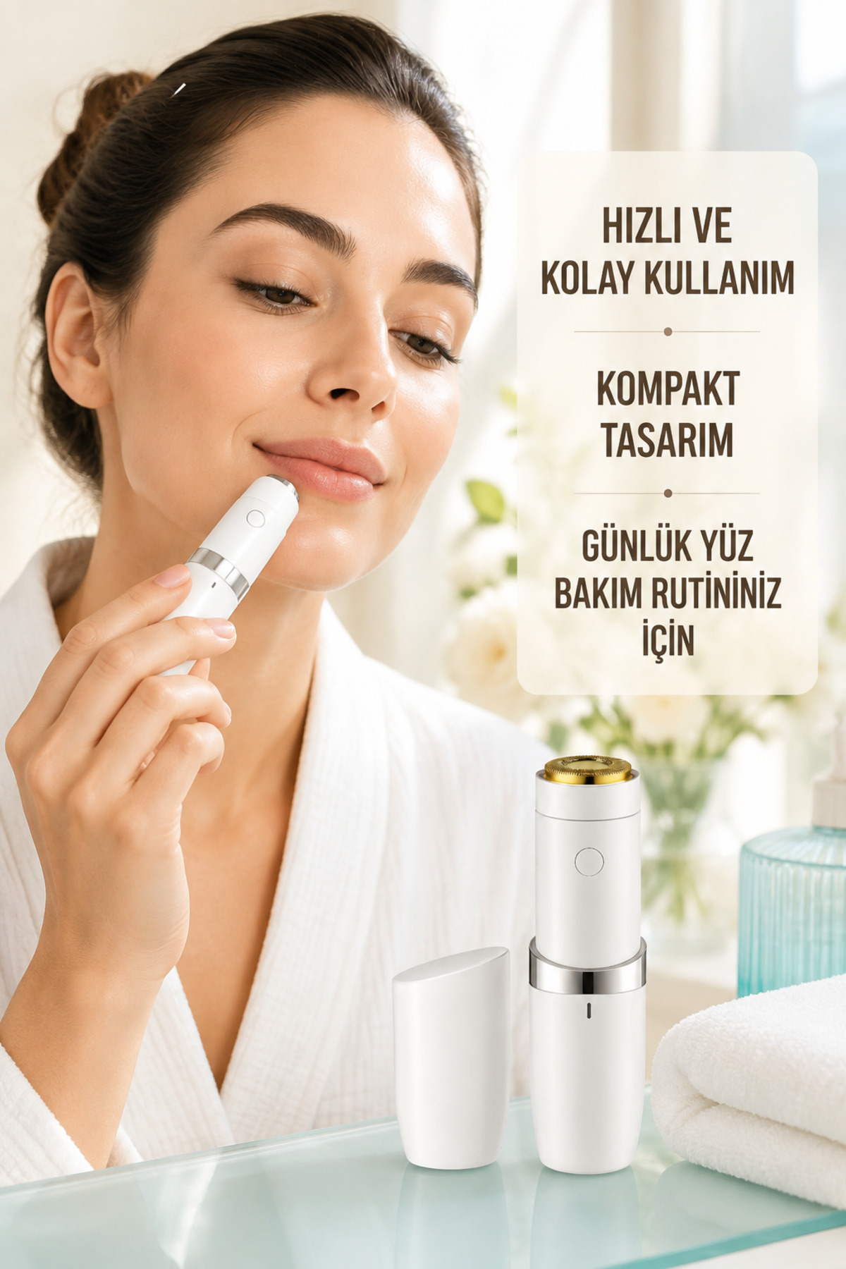 Kadın Mini Yüz Tüy Alma Cihazı – Kablosuz Elektrikli Yüz Epilatörü, Kaş ve Üst Dudak Tüy Temizleyici — rabera2773738 — تصویر 4 از 4