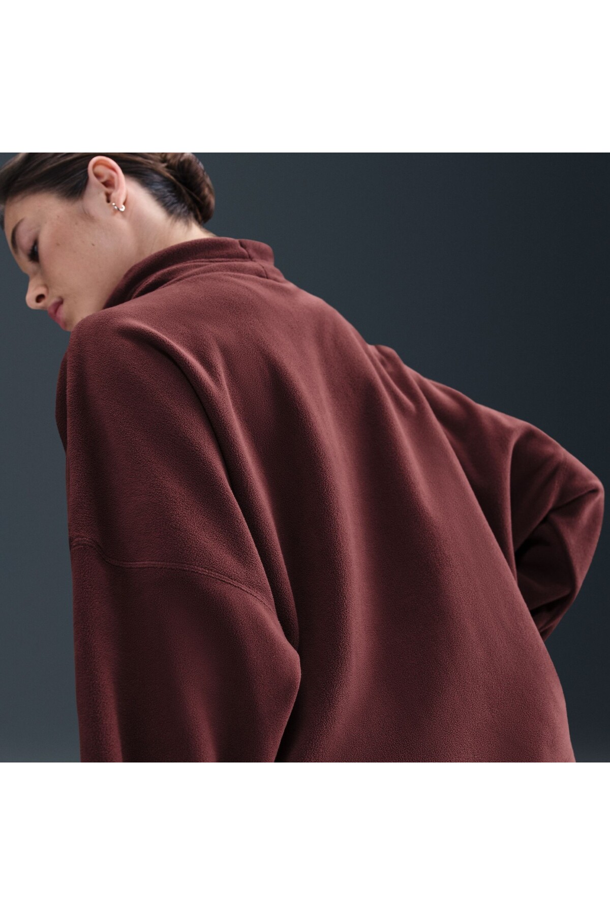 Nike One Therma-FIT Top Polar Kadın Bordo Sweatshirt HV3702-652 görsel 4