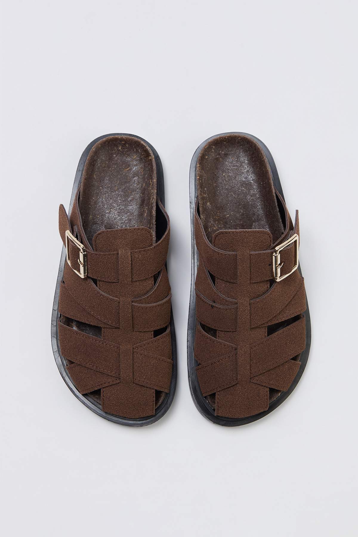 TRENDYOL SHOES Braune Wildleder-Fischerhausschuhe für Damen TAKSS26TE00054