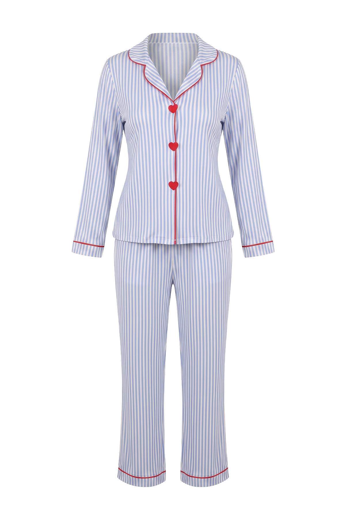 Trendyol Collection White-Blue Viscose Flat Shally Woven Pajamas Set Thmaw25Pt00179