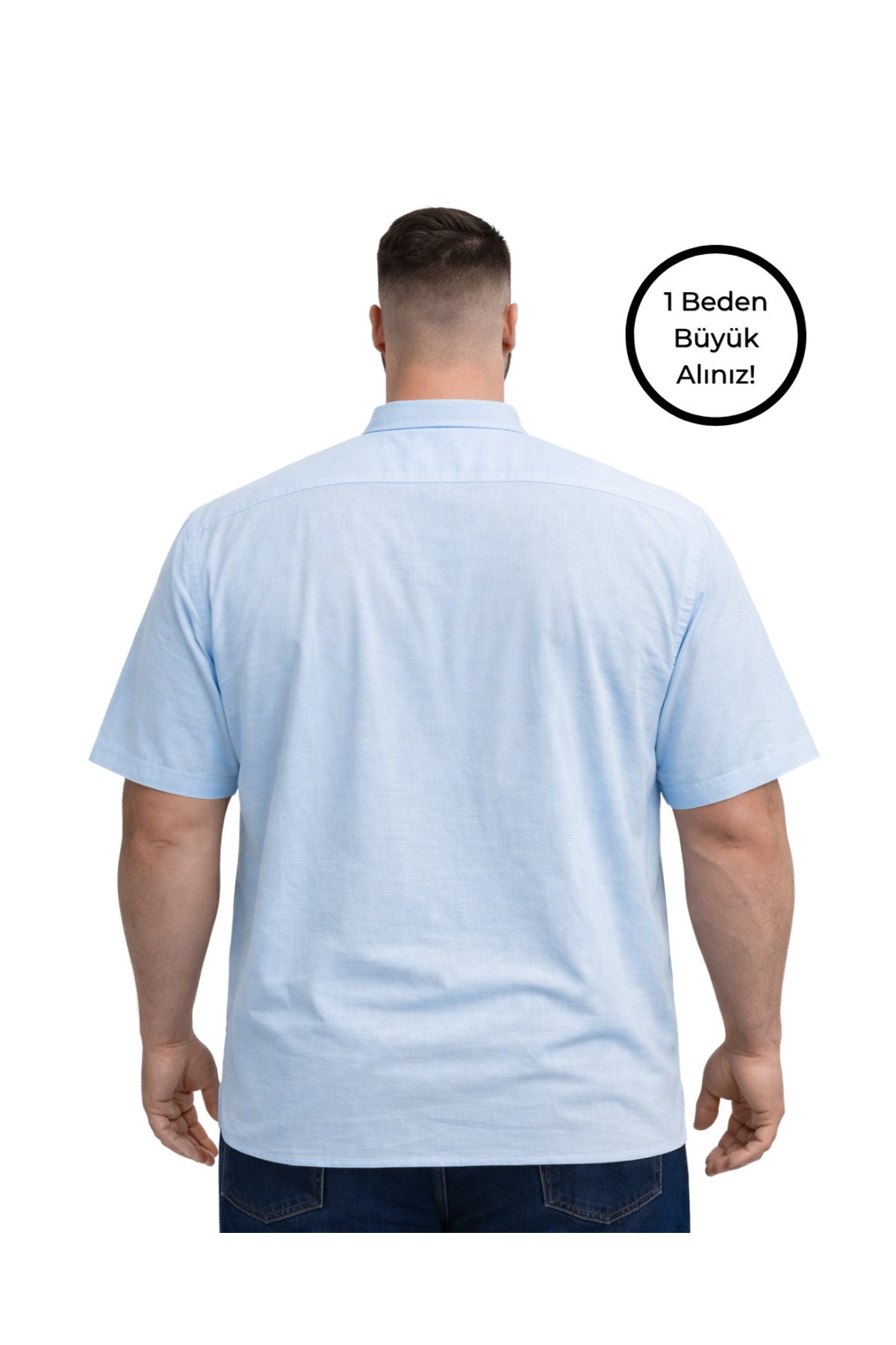 BattalModa Erkek Büyük Beden Havacı Çift Cepli Kısa Kollu Gömlek 3XL-4XL-5XL-6XL-7XL-8XL görsel 3