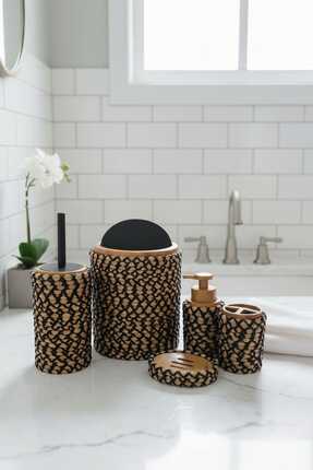 Genel Markalar Banyo Seti – Natural Dokulu – Dekoratif - Hasır Görünümlü
