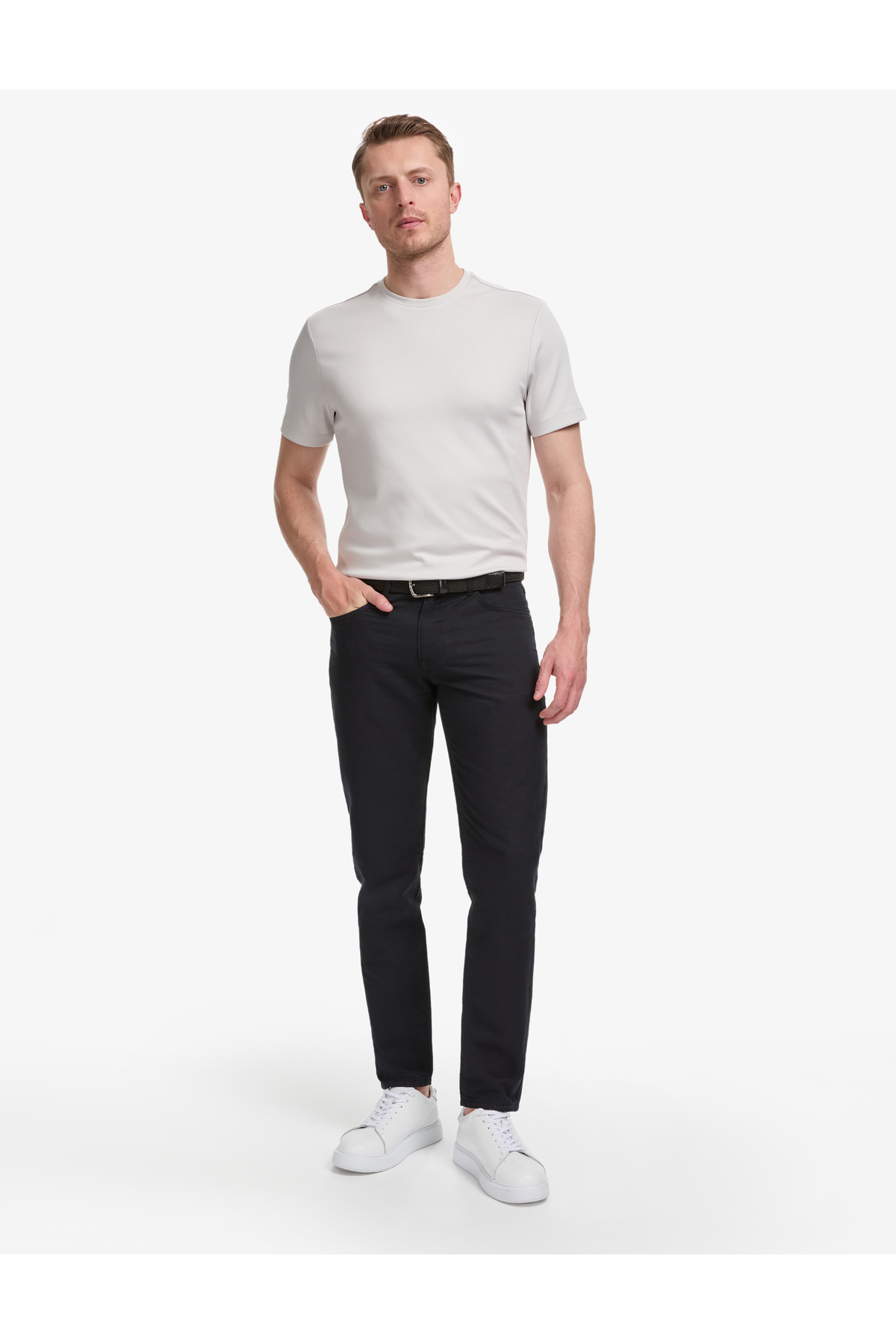 Pierre Cardin Siyah Slim Fit Keten Karışımlı Kanvas Pantolon 50268095-VR046