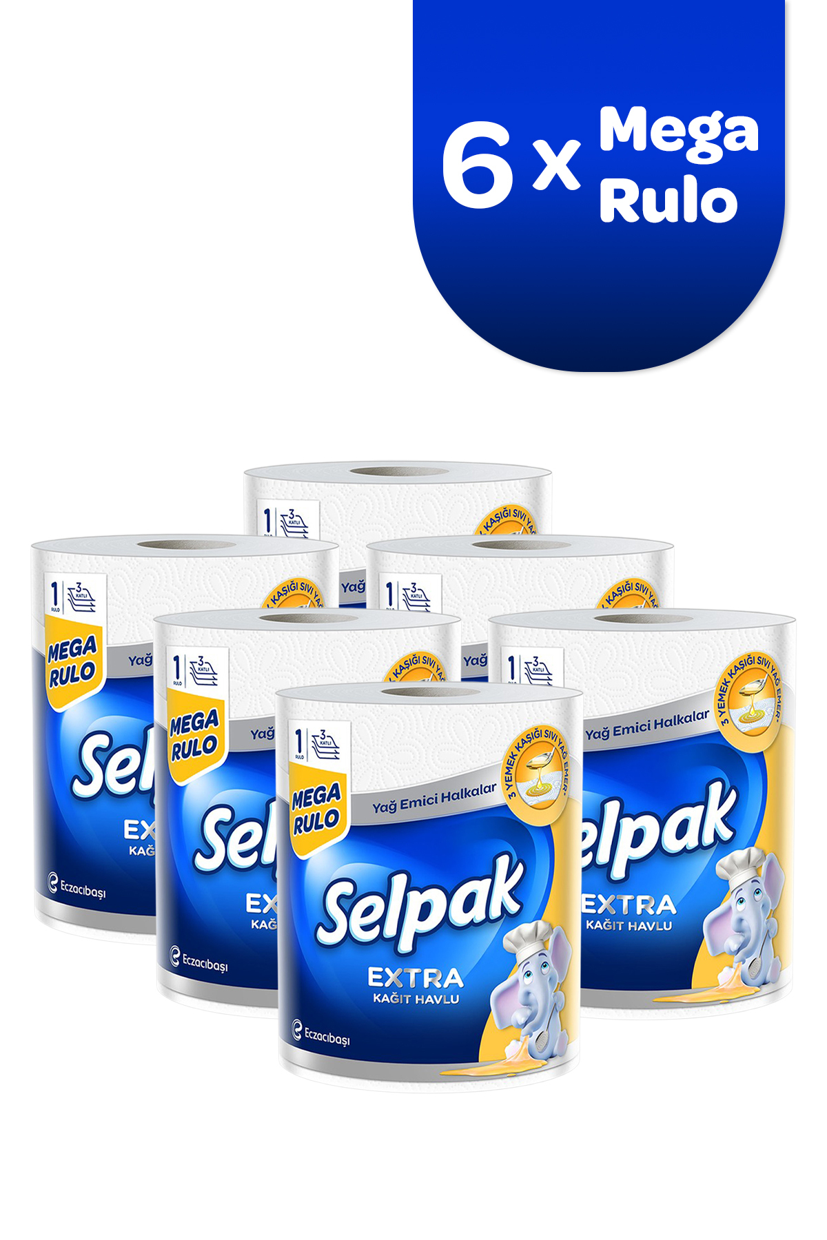 Selpak ® 1=3 Yağ Emici Mega Rulo Havlu 6